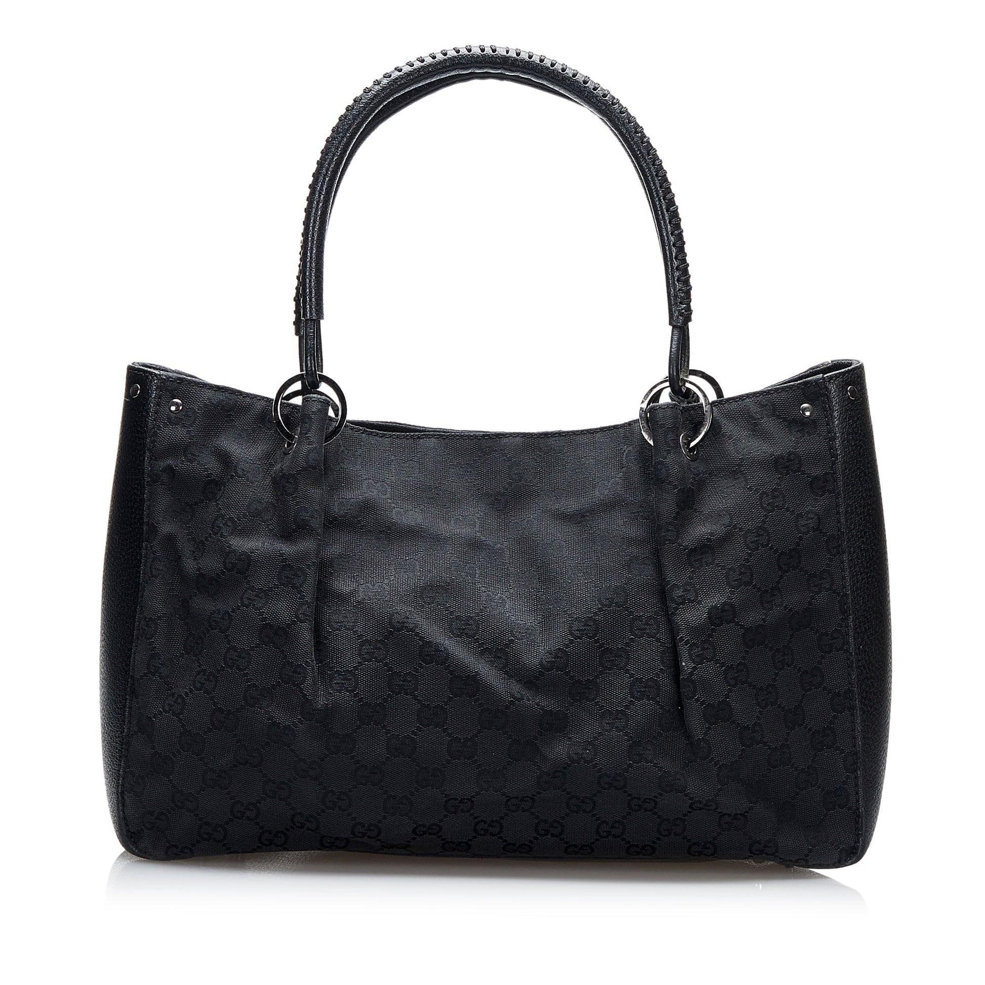 Gucci Black Leather Canvas Tote Style 30