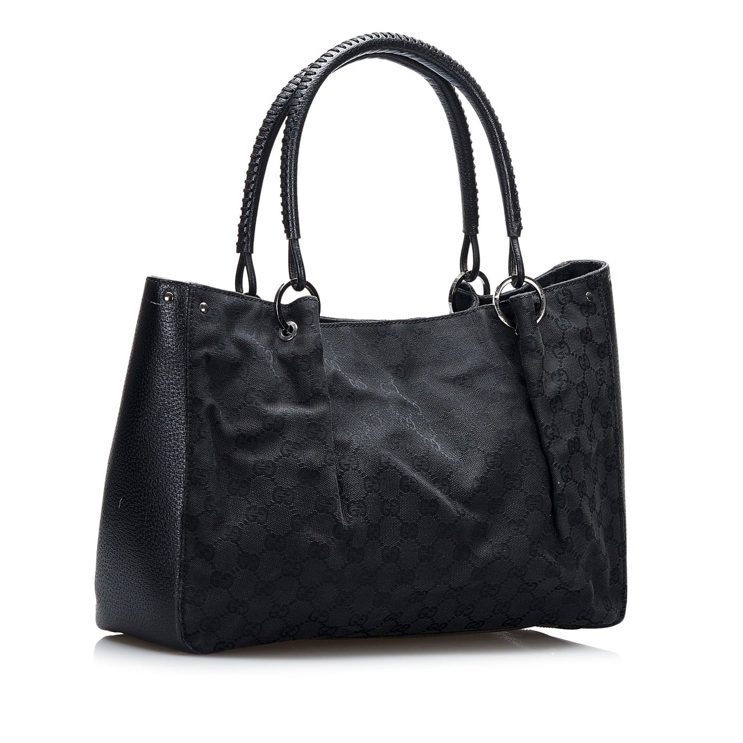 Gucci Black Leather Canvas Tote Style 30