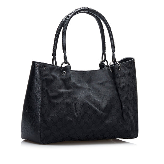 Gucci Black Leather Canvas Tote Style 30