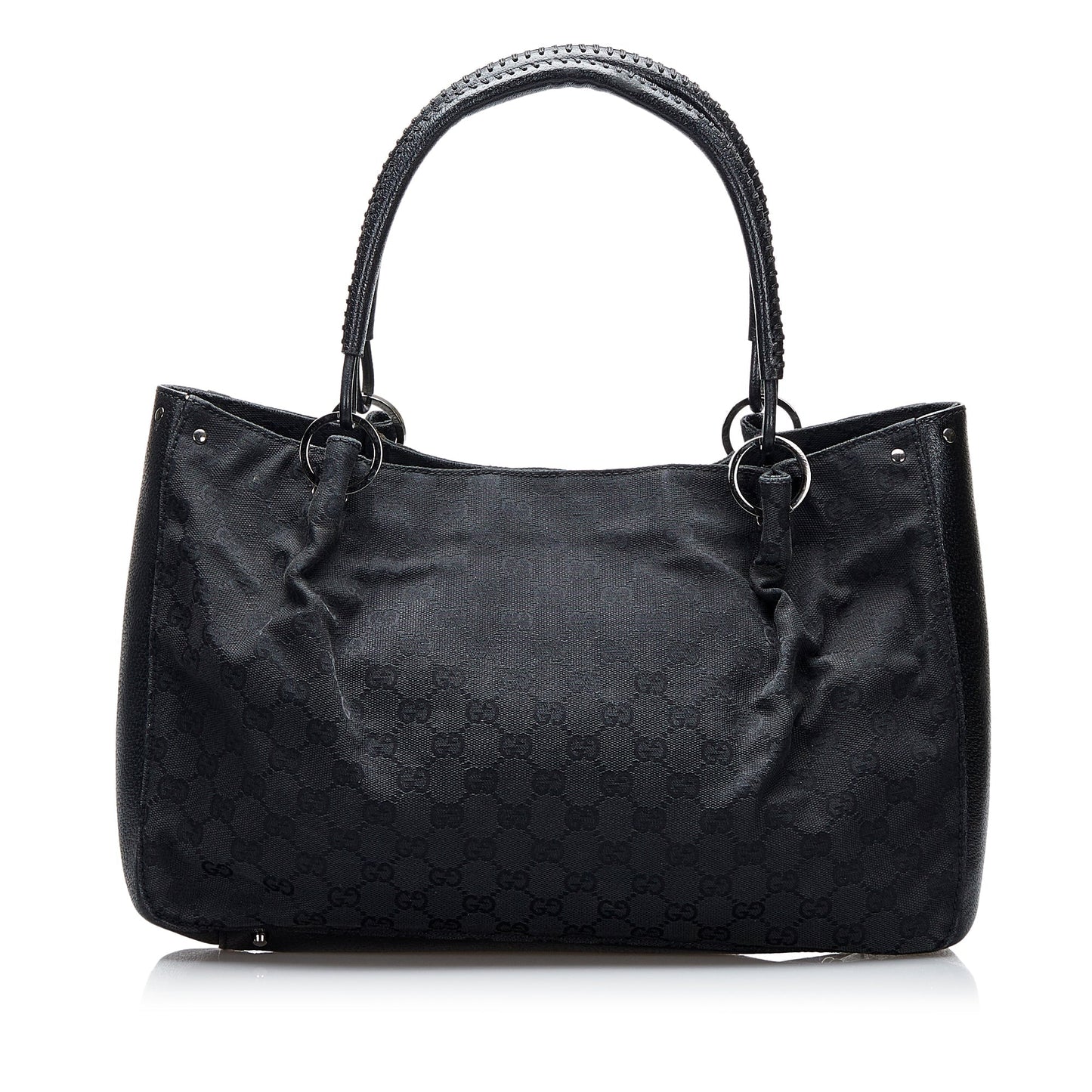 Gucci Black Leather Canvas Tote Style 30