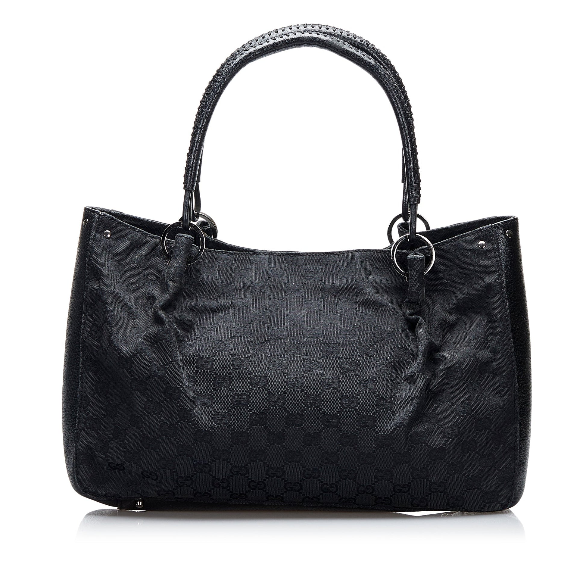 Gucci Black Leather Canvas Tote Style 30