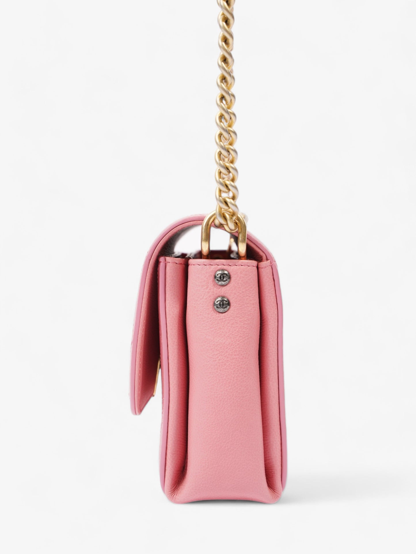 Chanel Quilted Crossbody Bag Pink Calfskin Leather