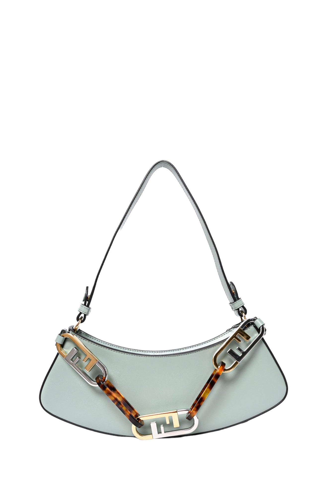 Fendi Mint Green Leather 'O'Lock Swing' Shoulder Bag