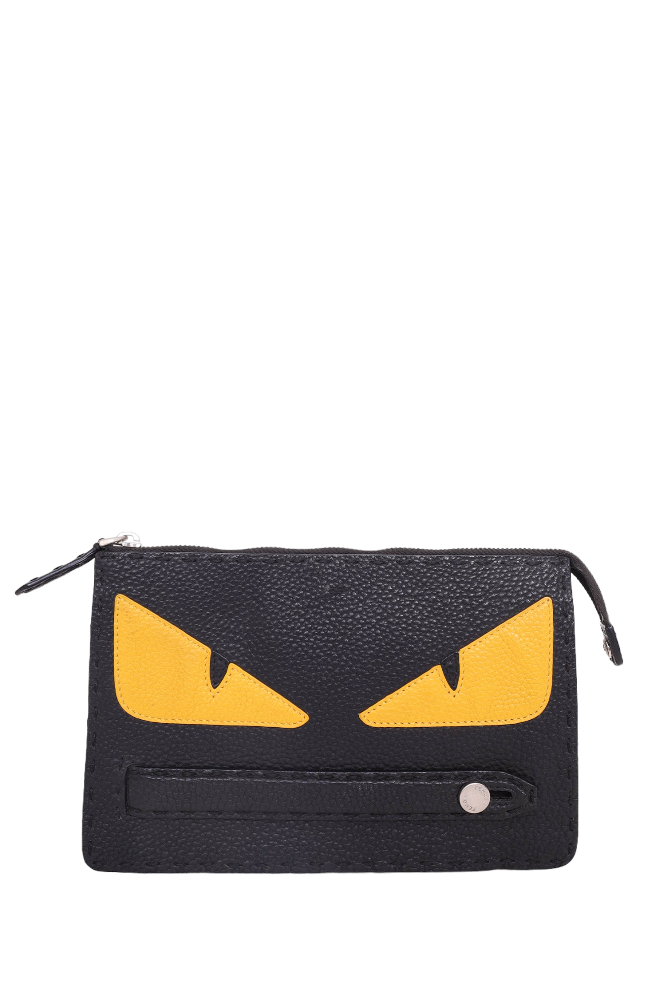 Fendi Black Leather Monster Clutch