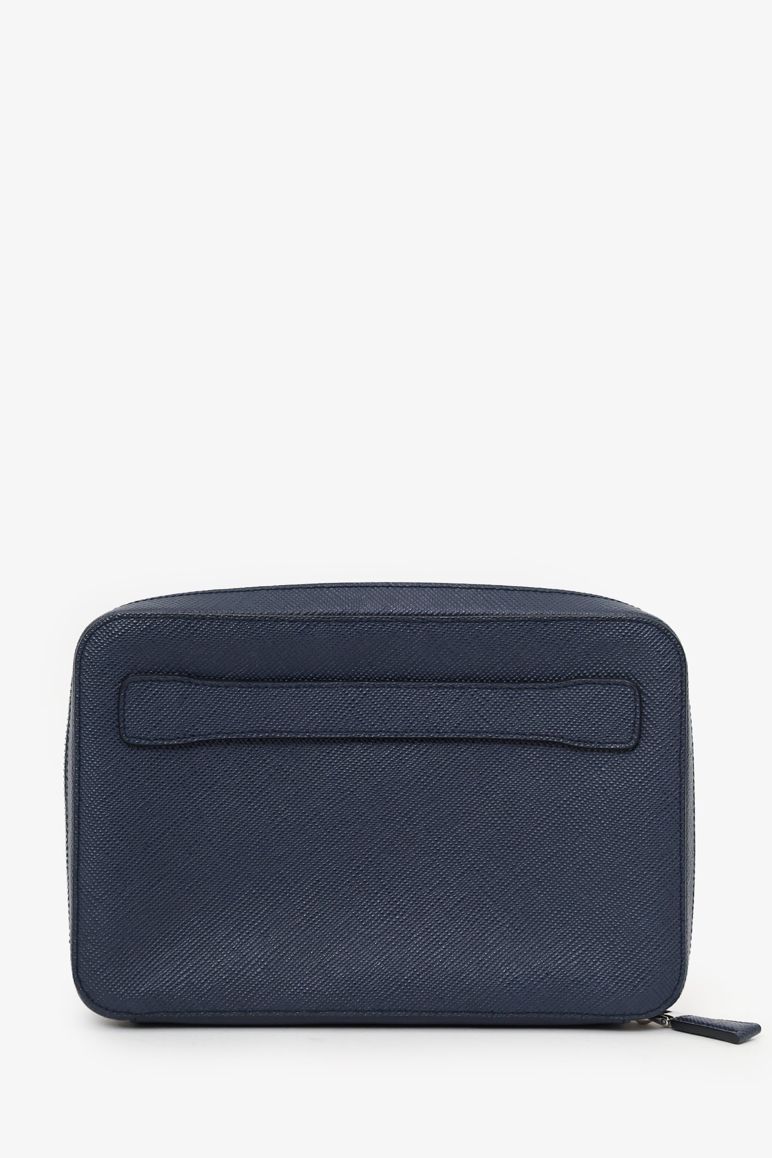 Prada 2021/2 Navy Saffiano Leather Zip Around Clutch Mens