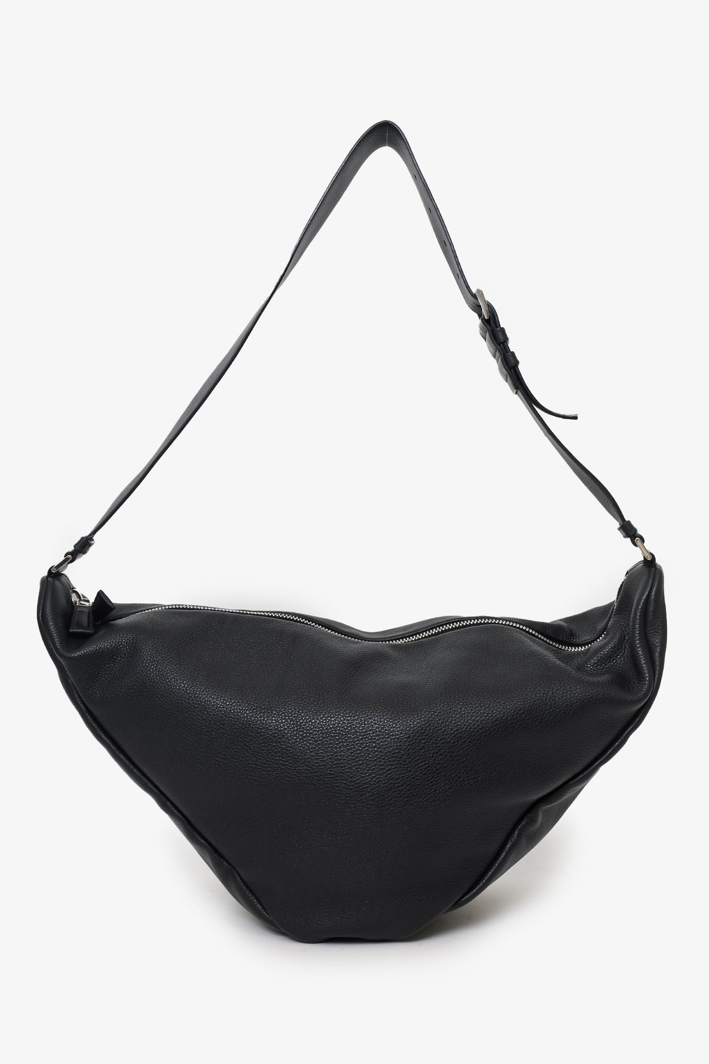 Prada Black Grained Leather Triangle Large Sling Crossbody