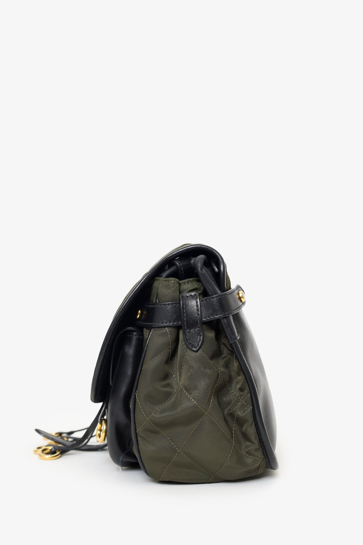 Prada Green Nylon/Leather Quilted Impunture Corsaire Crossbody