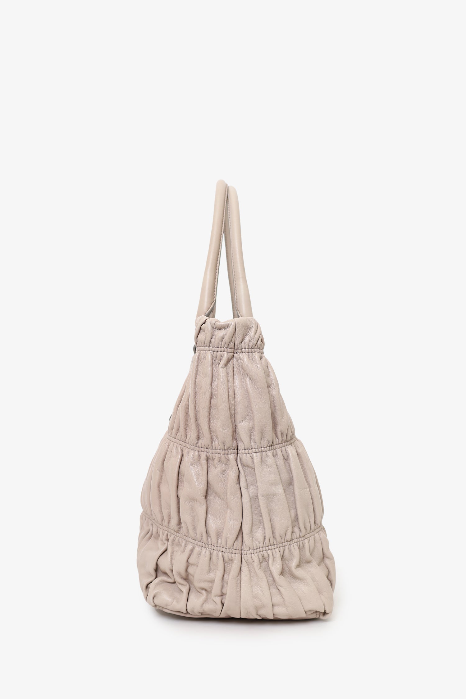 Prada Taupe Nappa Gaufre Leather Shoulder Bag With Strap