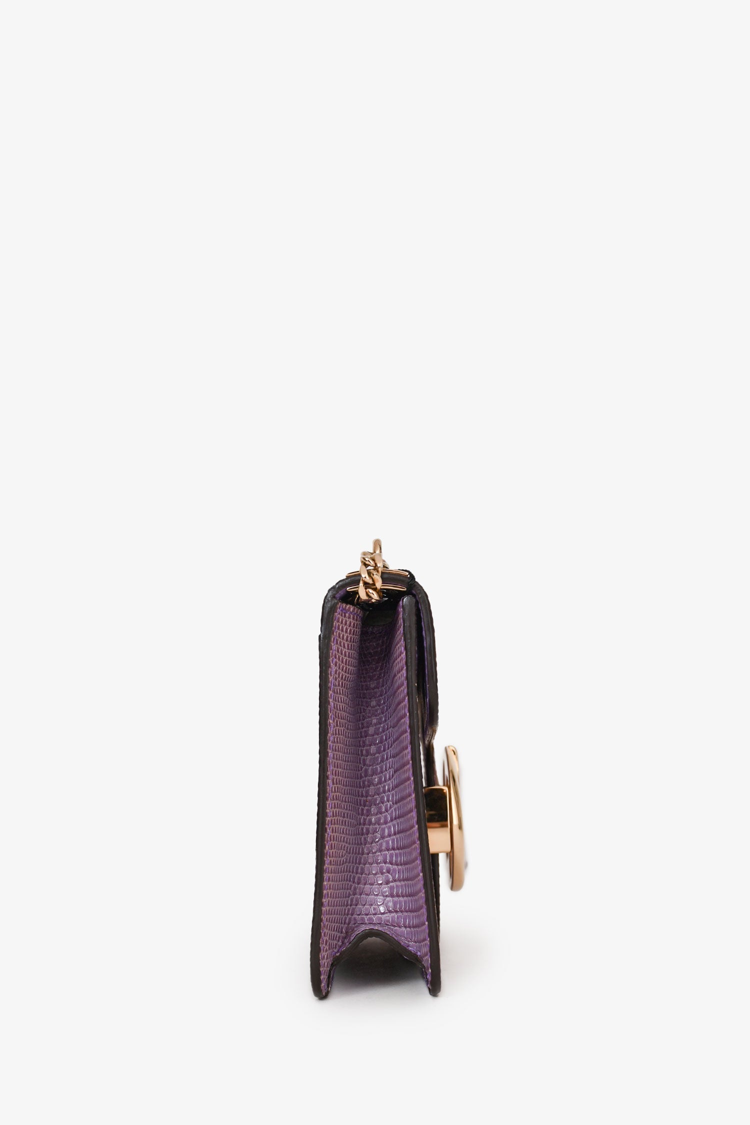 Gucci Purple Lizard Leather 1973 East West Chain Bag