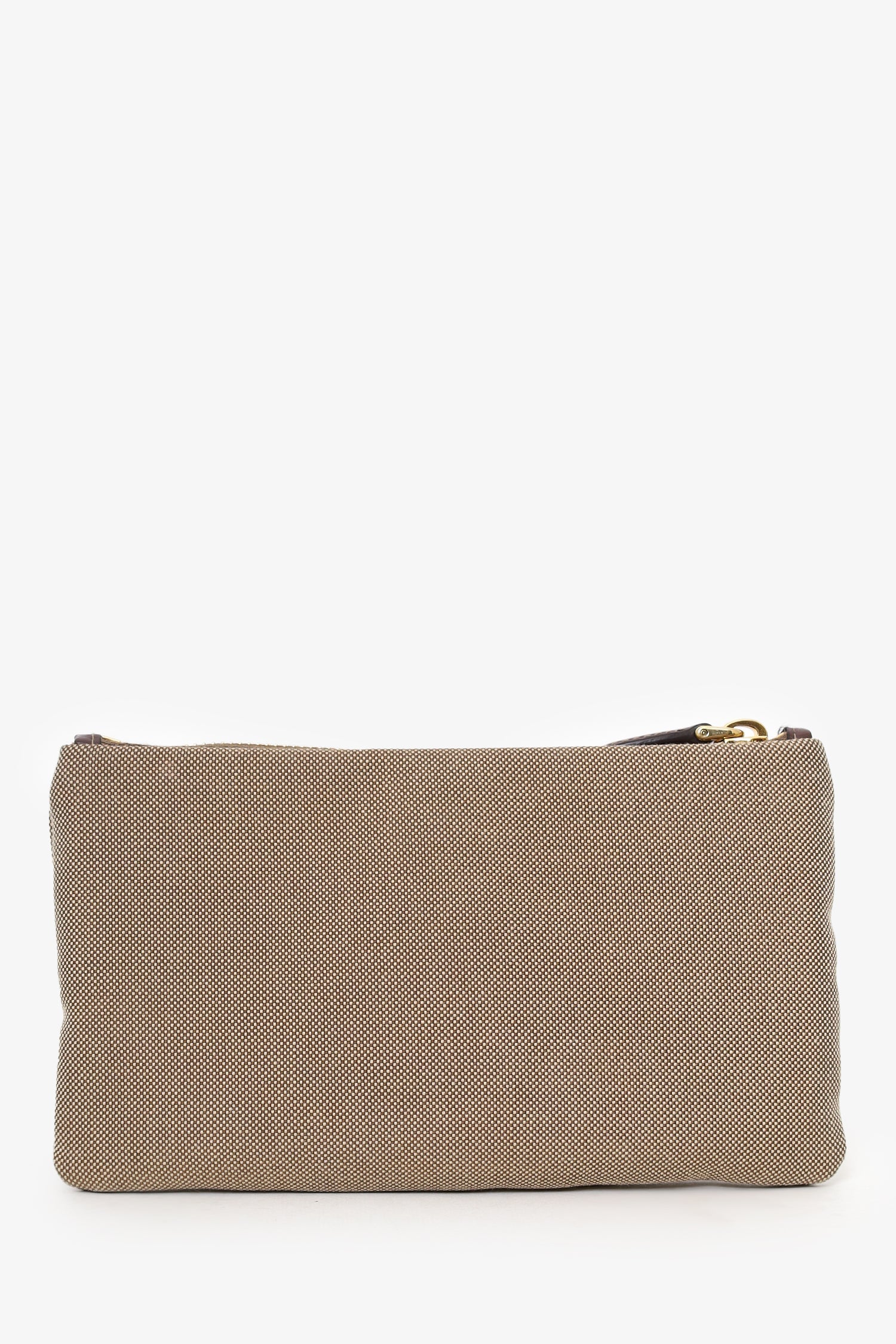 Prada Beige Logo Jacquard Canapa Clutch