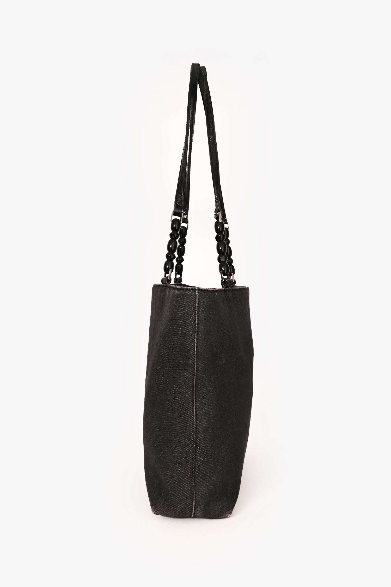 Christian Dior 2001 Grey Denim Maris Pearl Tote