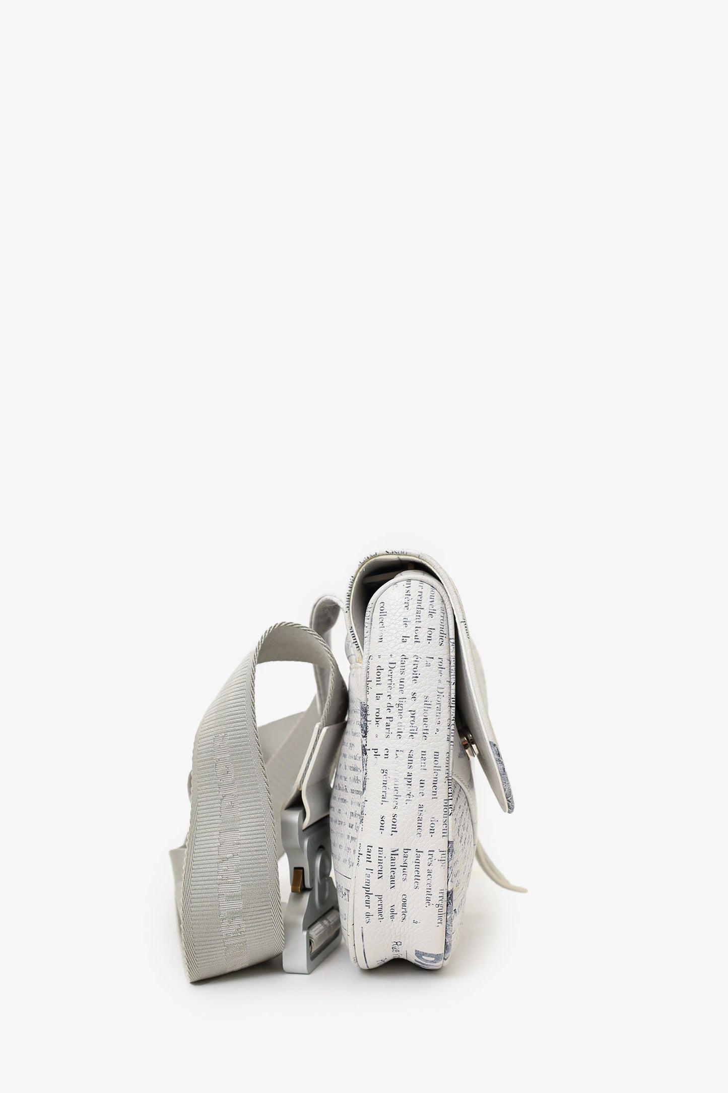 Christian Dior x Daniel Arsham 2019 White/Grey Newspaper Printed Saddle Bag