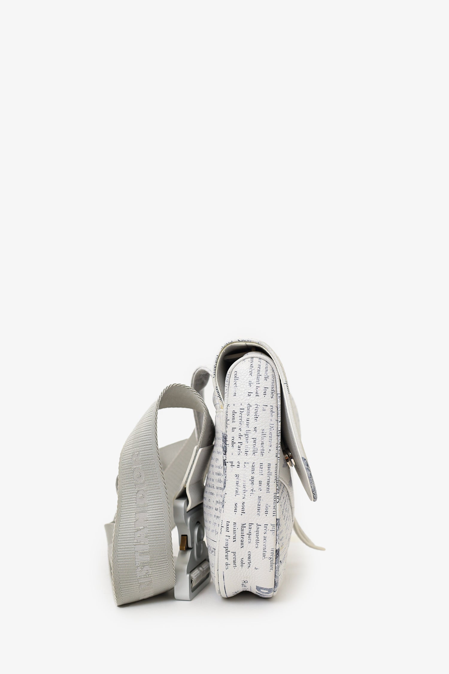 Christian Dior x Daniel Arsham 2019 White/Grey Newspaper Printed Saddle Bag