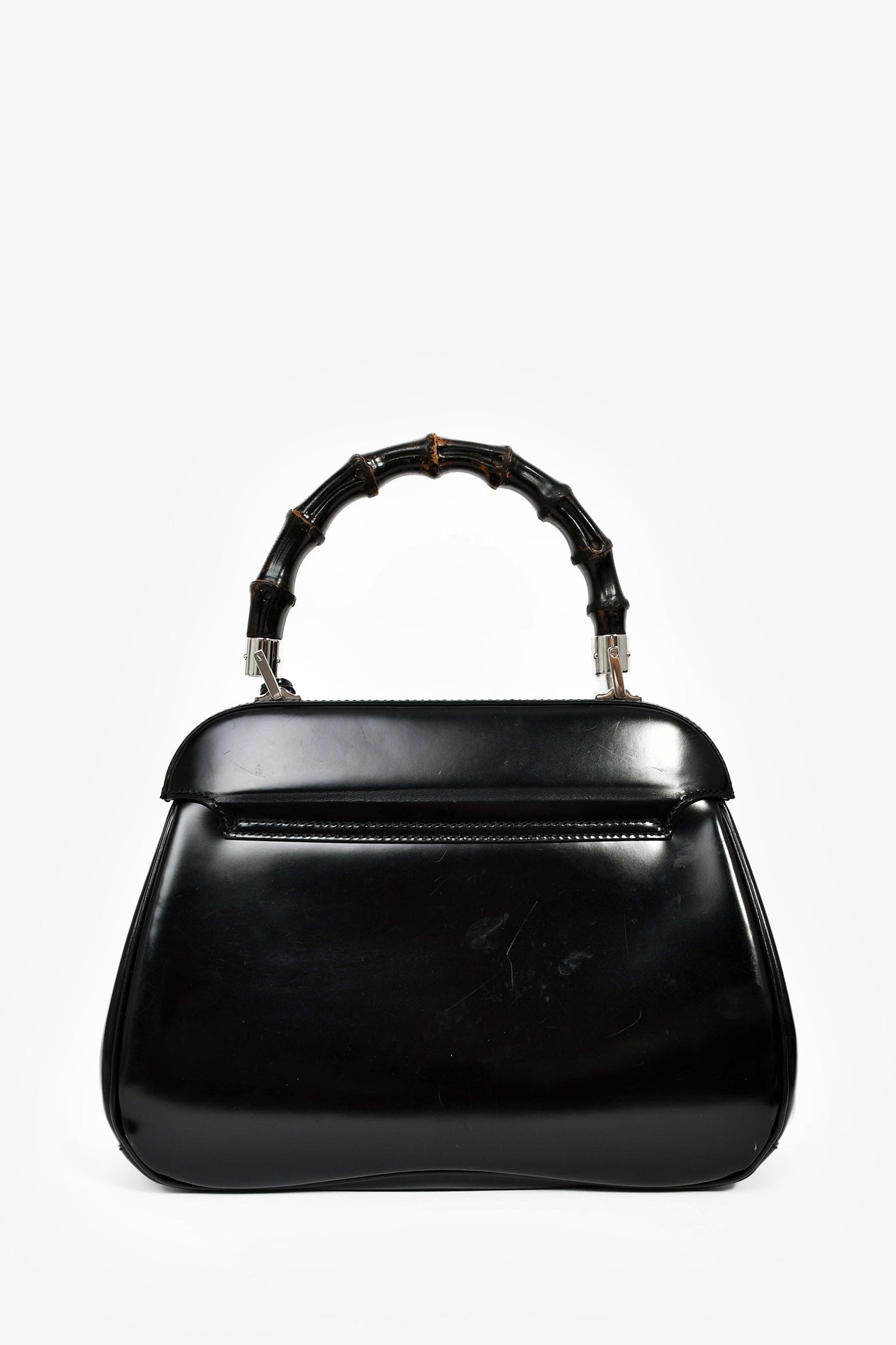 Gucci Black Leather Bamboo Medium 'Lady Lock' Top Handle Bag