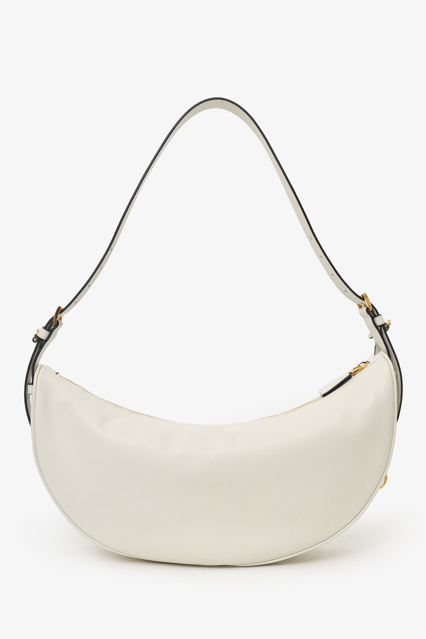 Prada White Leather Demi-lune Large Shoulder Bag
