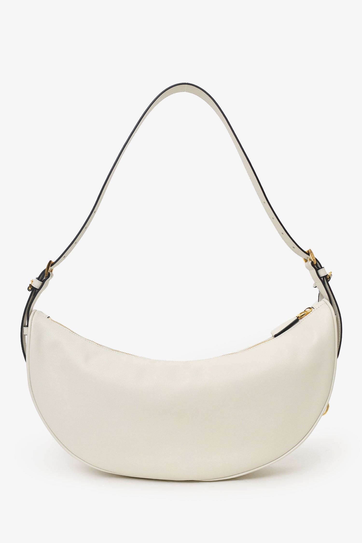 Prada White Leather Demi-lune Large Shoulder Bag