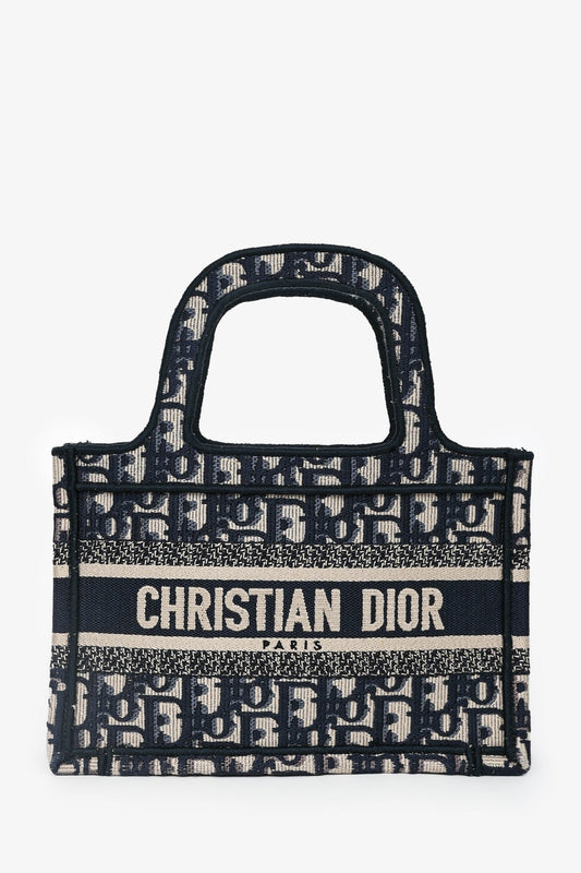 Christian Dior 2019 Navy Oblique Mini Book Tote