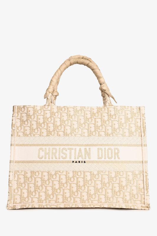 Christian Dior 2023 Gold Monogram Medium Book Tote