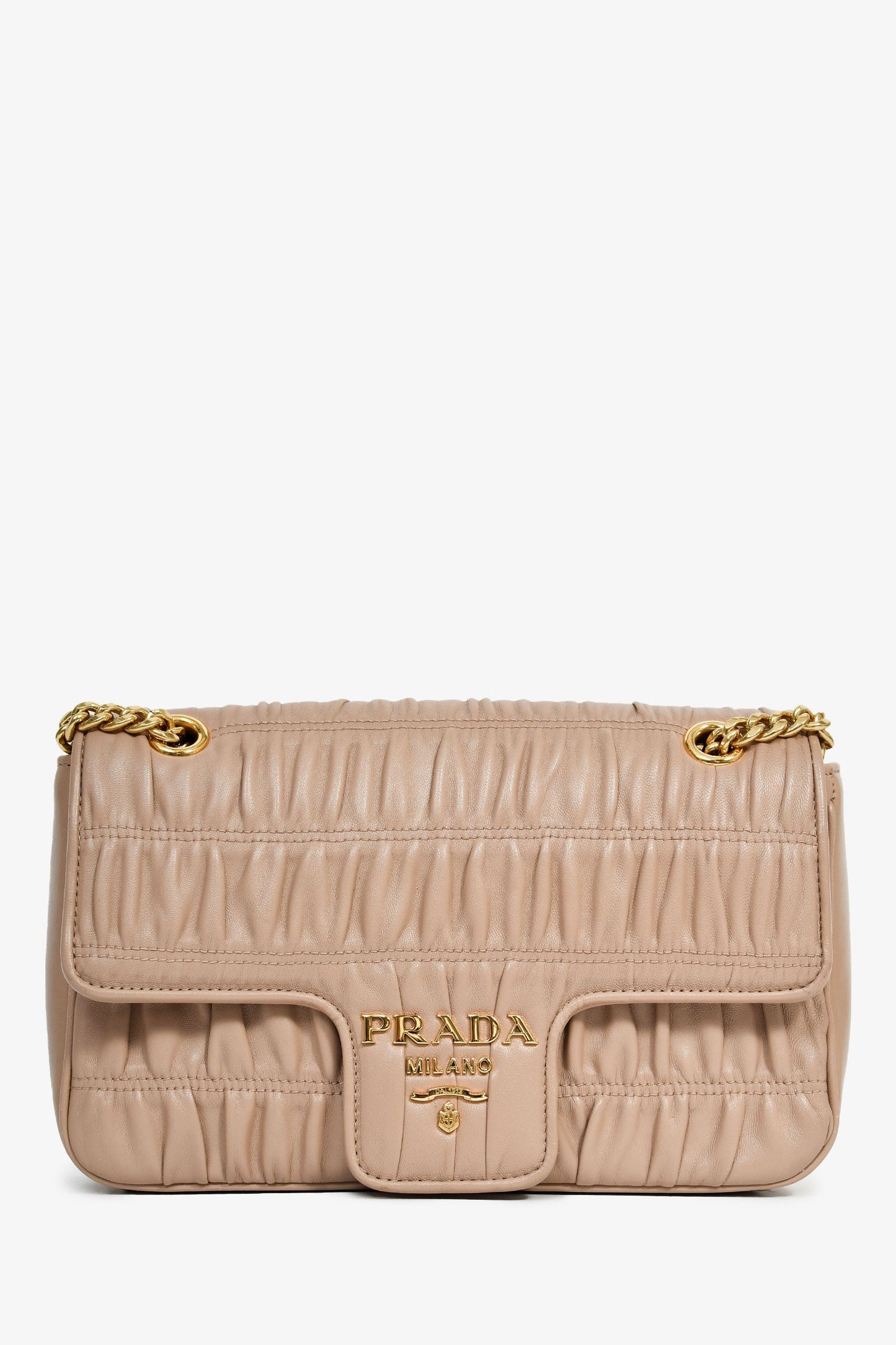 Prada Taupe Gaufre Leather Chain Shoulder Bag