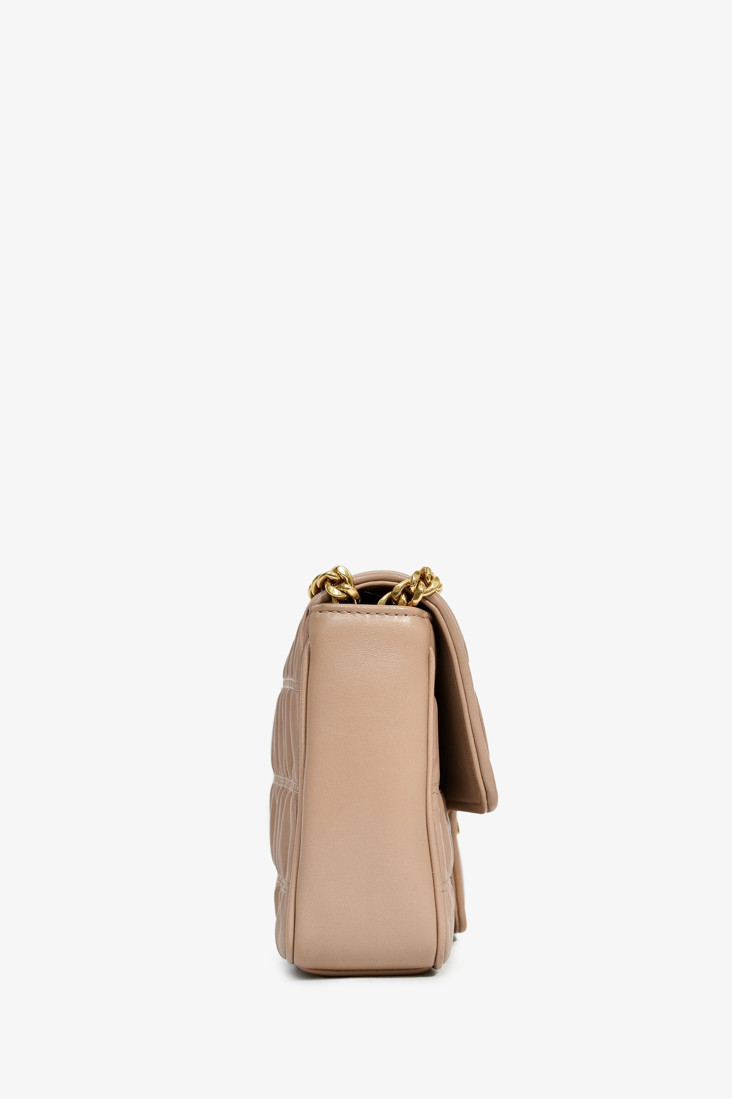 Prada Taupe Gaufre Leather Chain Shoulder Bag