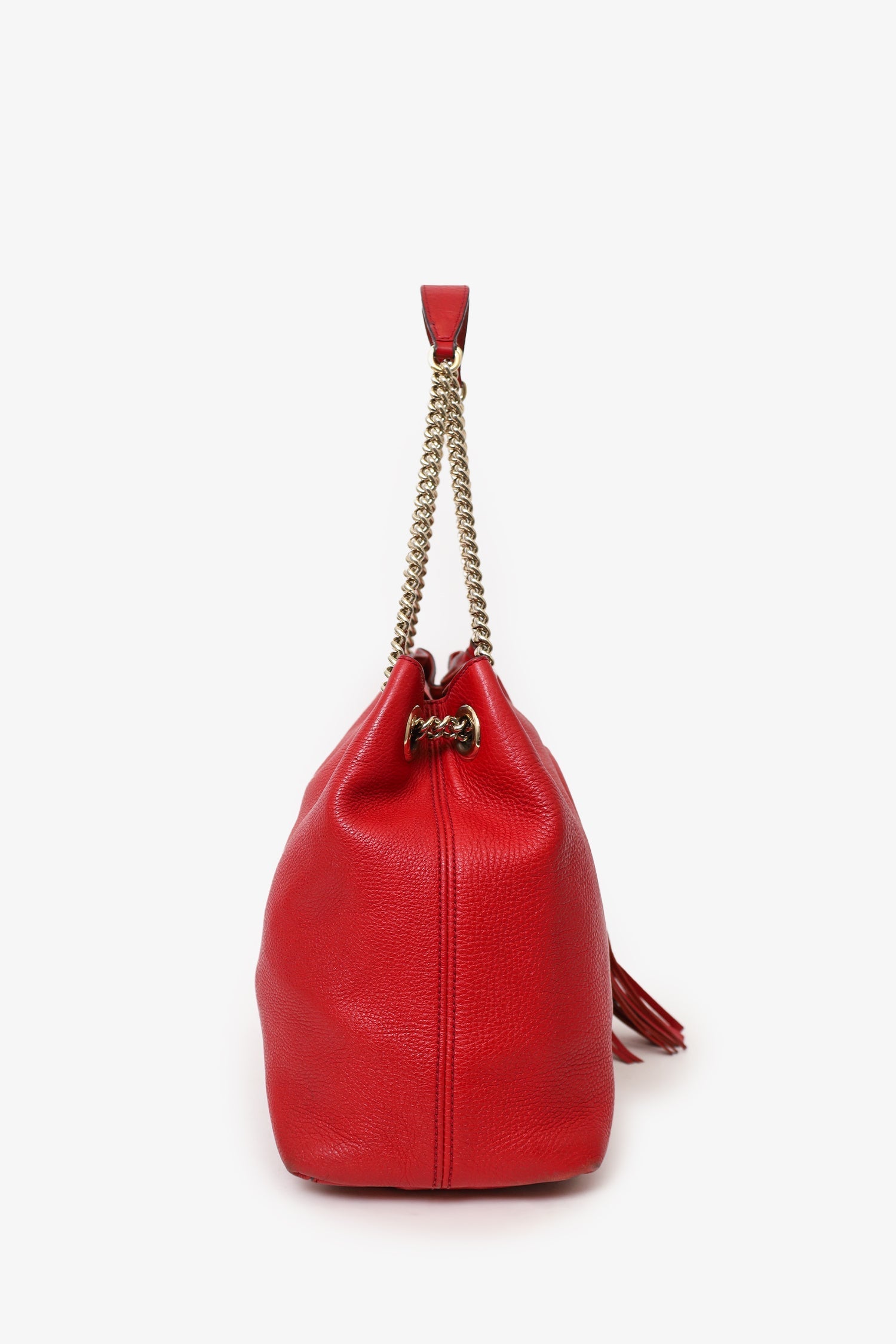 Gucci Red Leather 'Soho' Chain Tote Bag