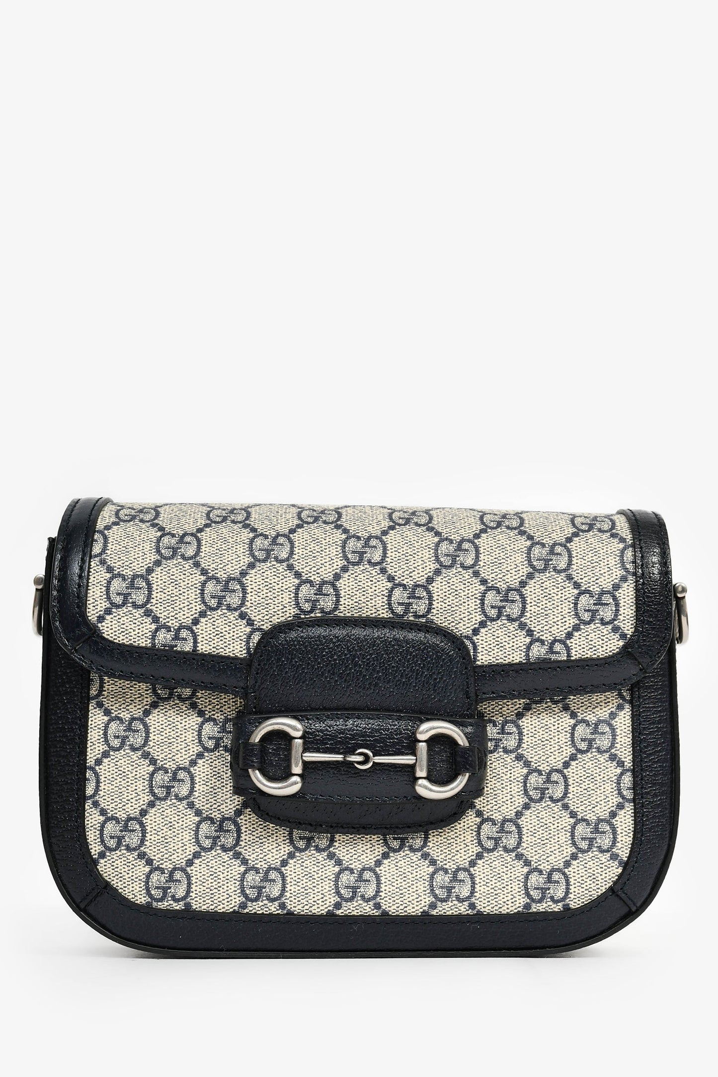 Gucci Navy GG Monogram 'Horsebit 1955' Small Shoulder Bag