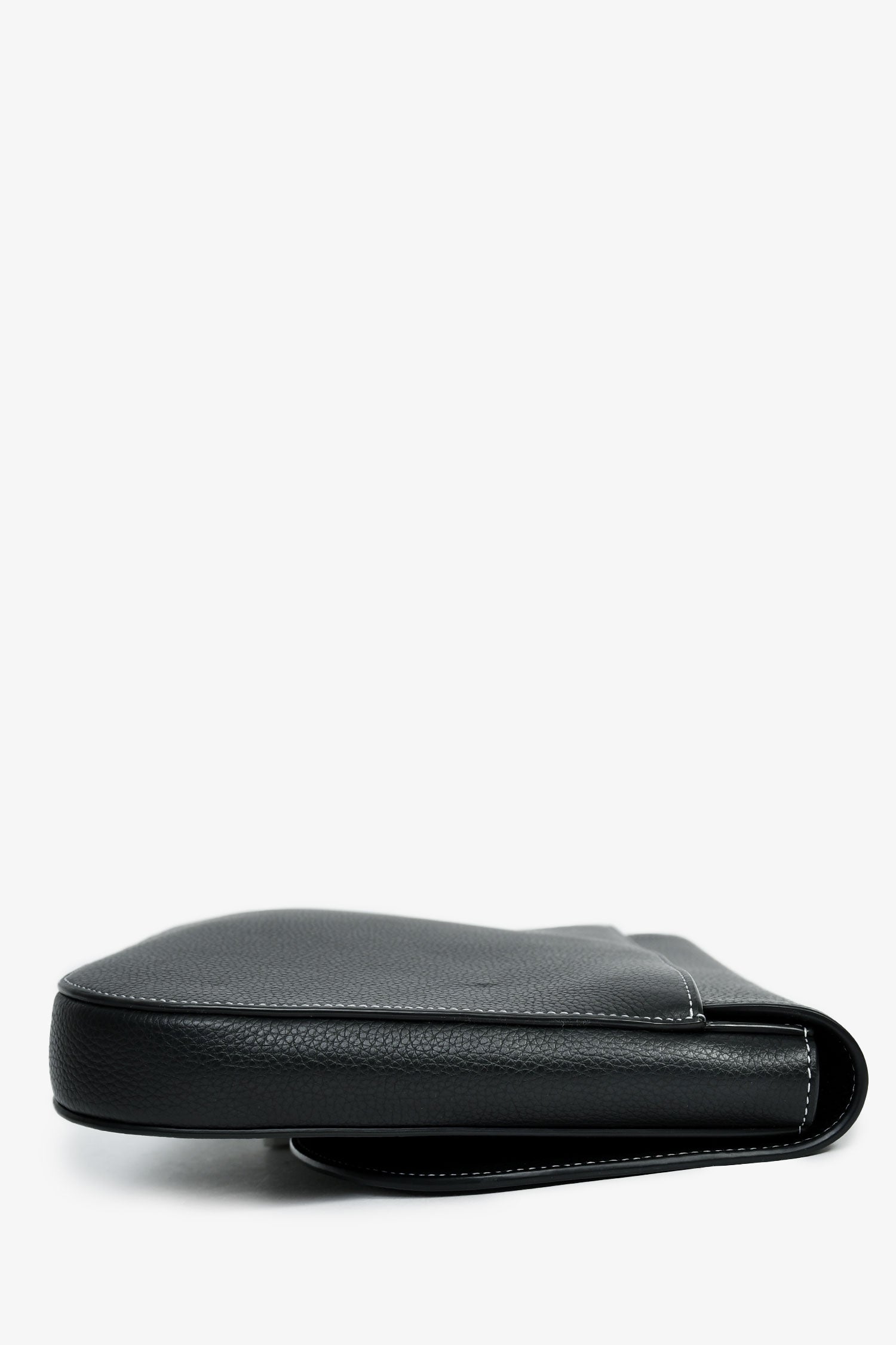 Christian Dior Black Grained Leather Saddle Pouch Mens