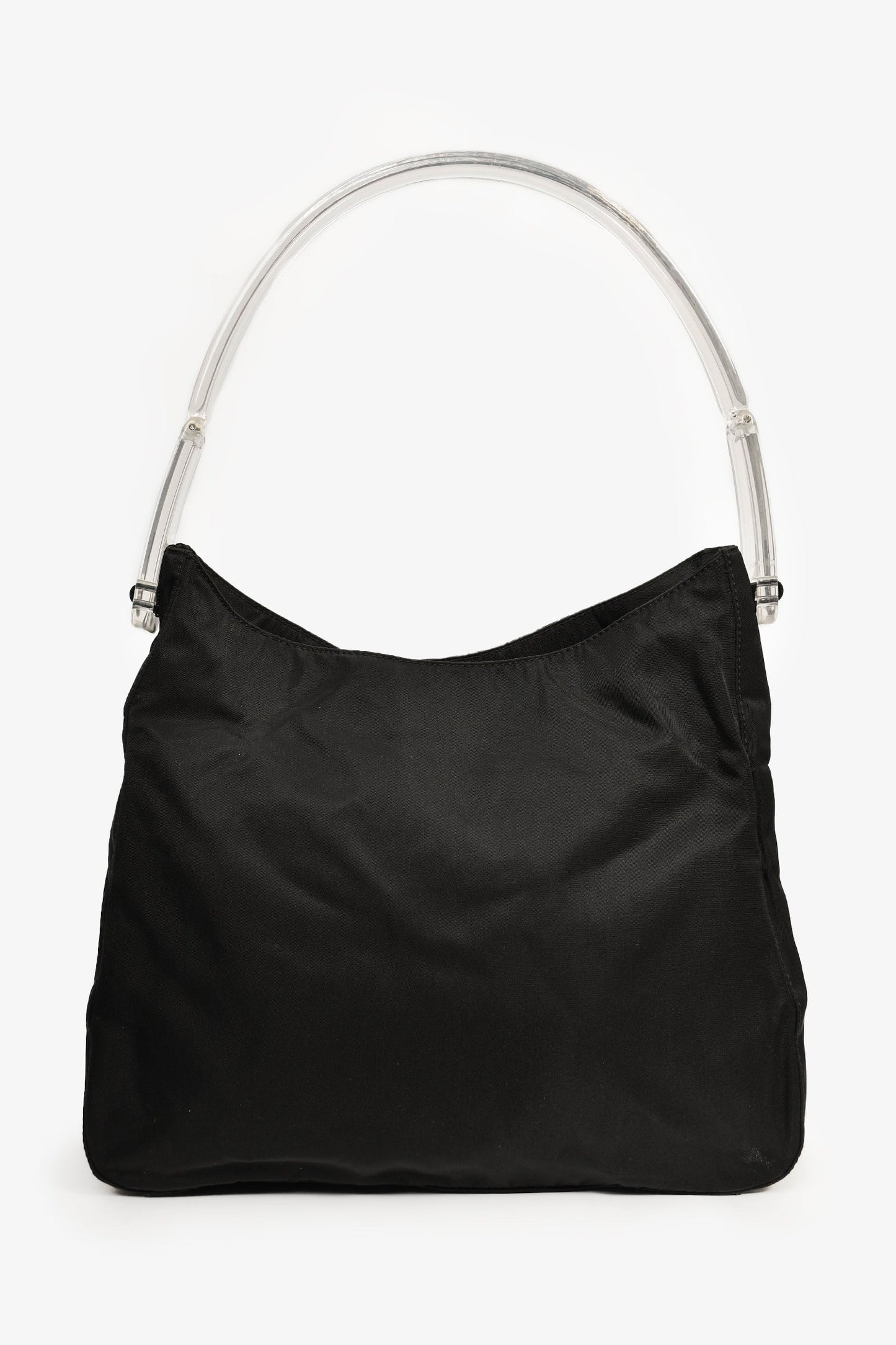 Prada Black Nylon/Lucite Logo Tessuto Shoulder Bag