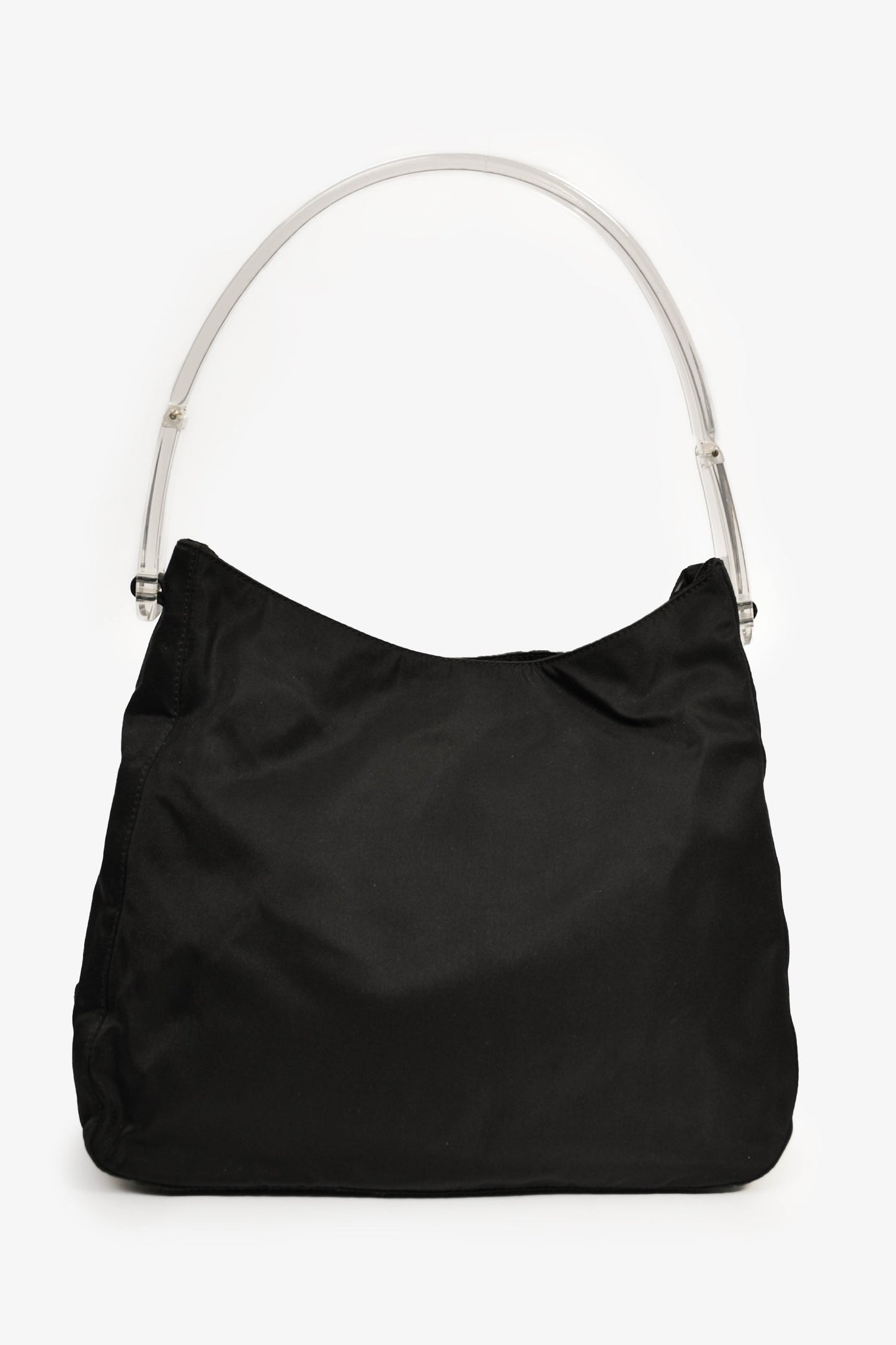 Prada Black Nylon/Lucite Logo Tessuto Shoulder Bag