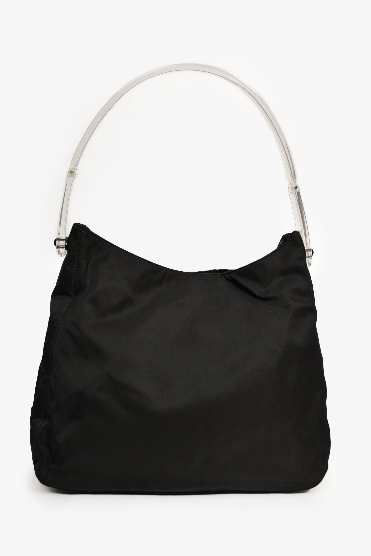 Prada Black Nylon/Lucite Logo Tessuto Shoulder Bag