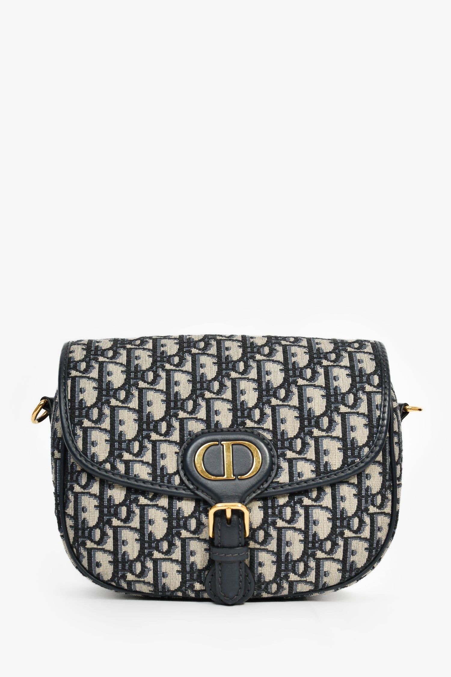 Christian Dior Navy Blue Oblique Jacquard Medium 'Bobby' Crossbody Bag