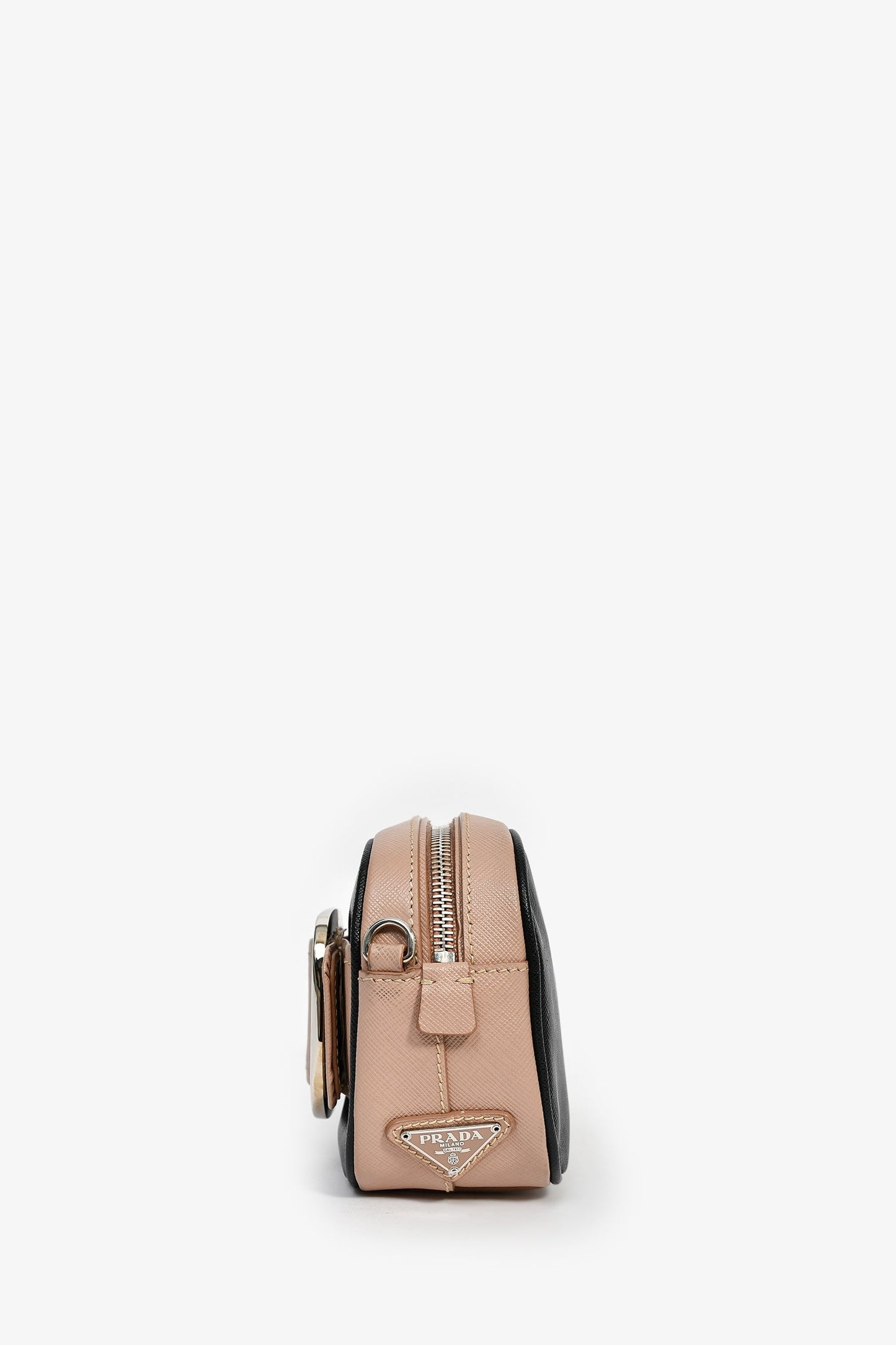 Prada Mauve/Black Saffiano Two-Tone Buckle Camera Bag