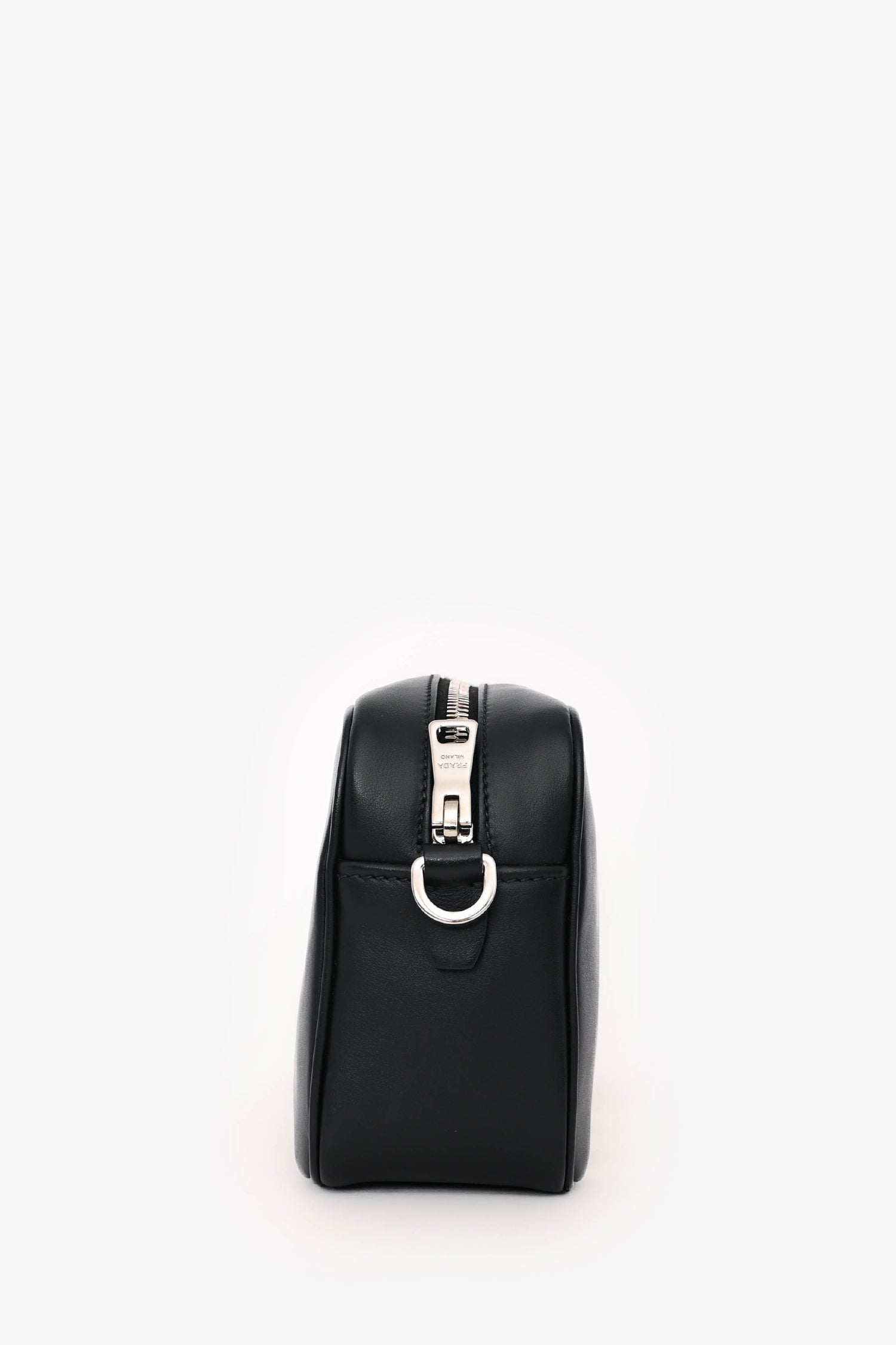 Prada Black Leather Banana Printed Camera Crossbody Bag