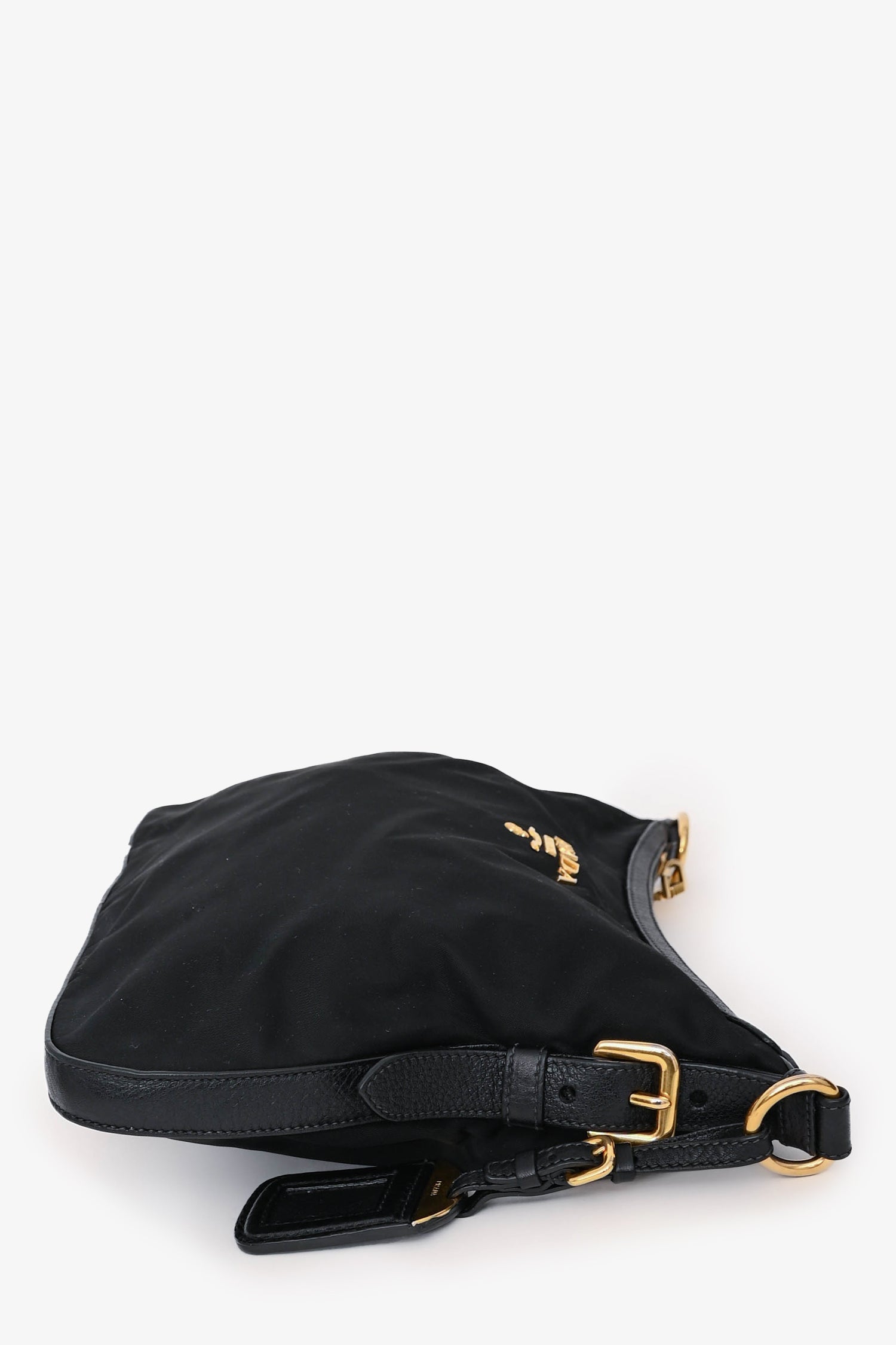 Prada Black Nylon Leather Strap Shoulder Bag