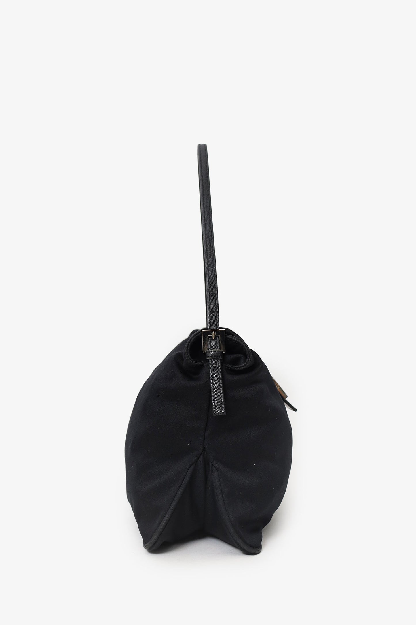 Fendi Black Nylon Mama Double Flap Baguette