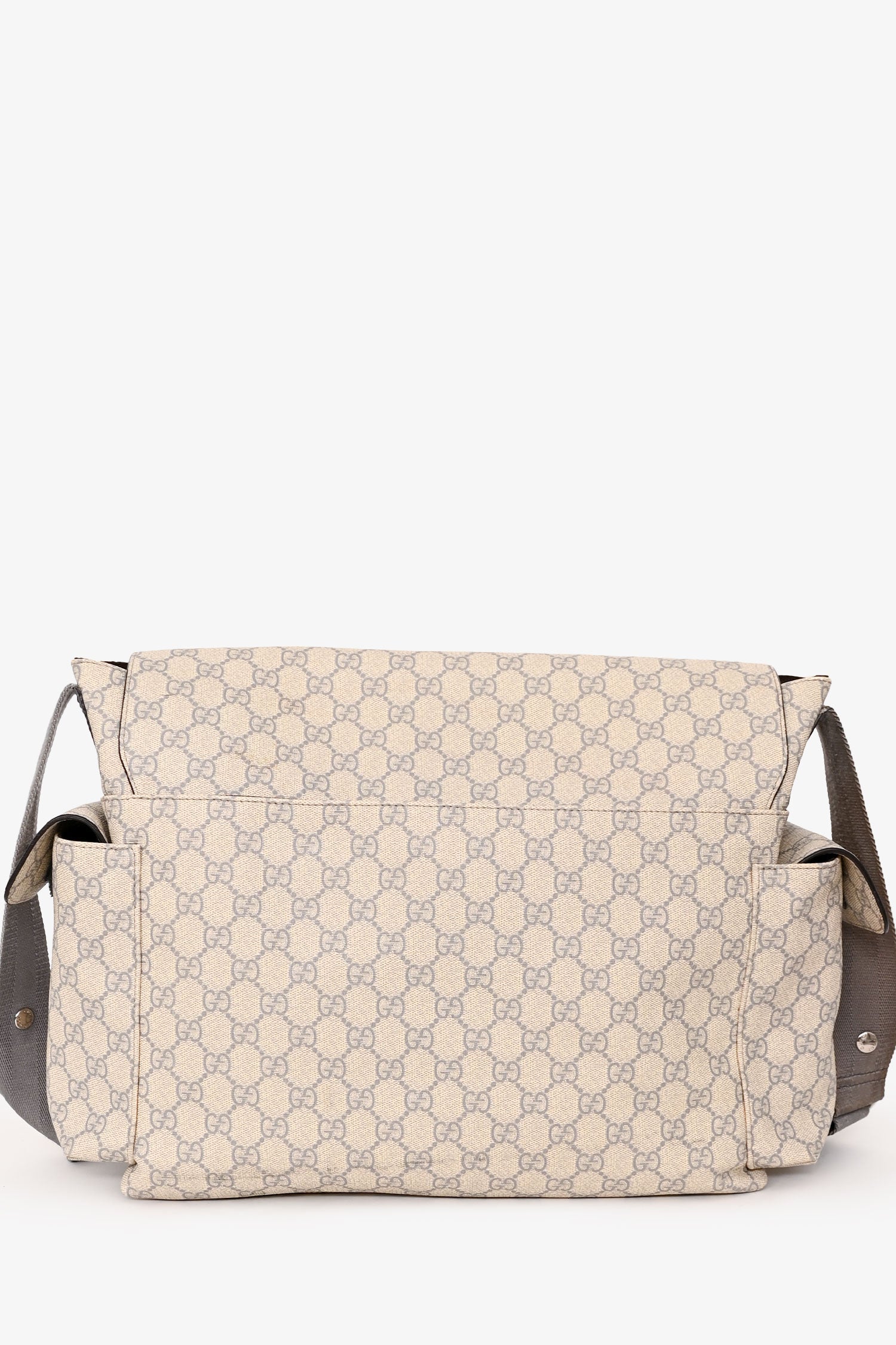 Gucci Grey Leather GG Supreme Diaper Bag