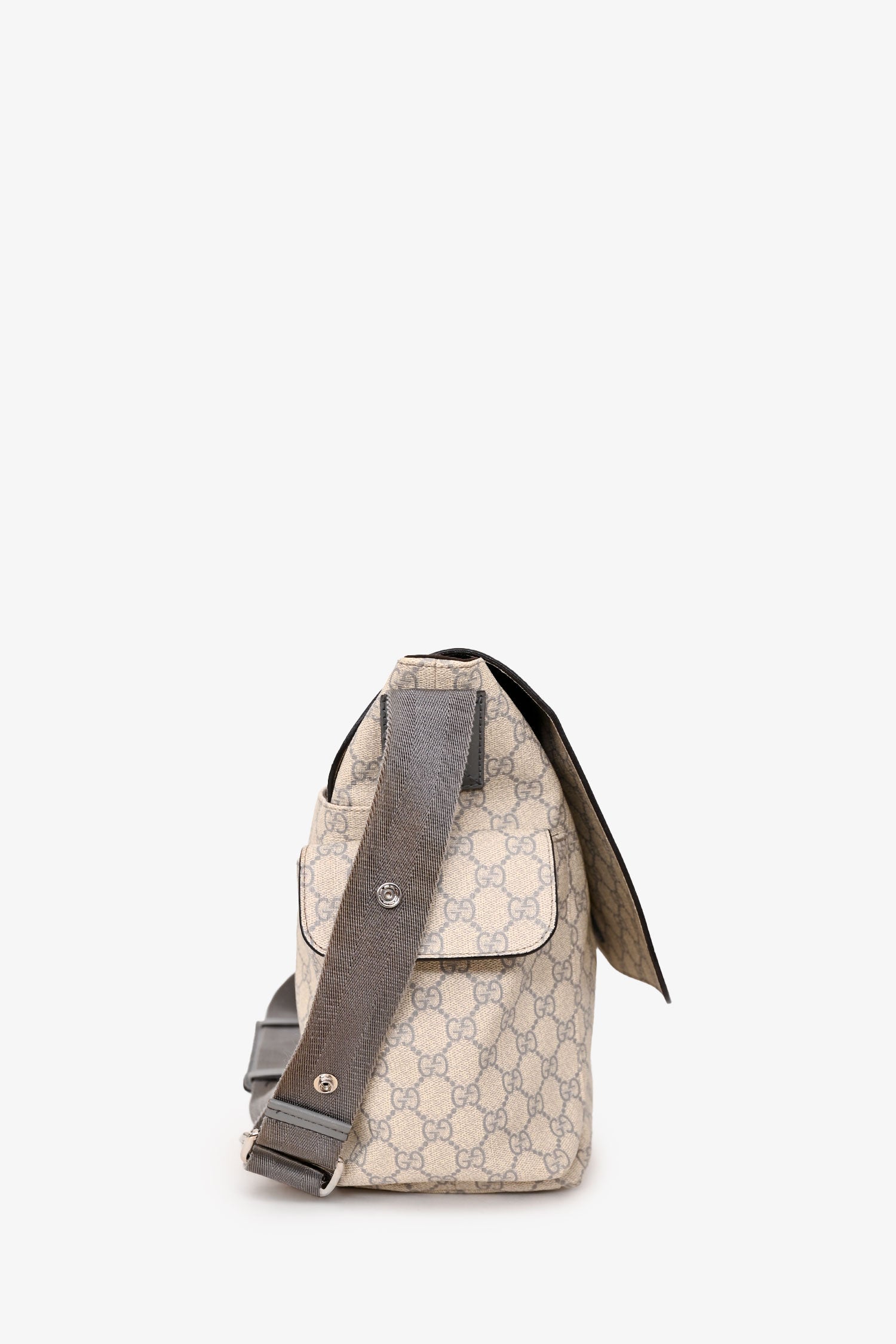 Gucci Grey Leather GG Supreme Diaper Bag