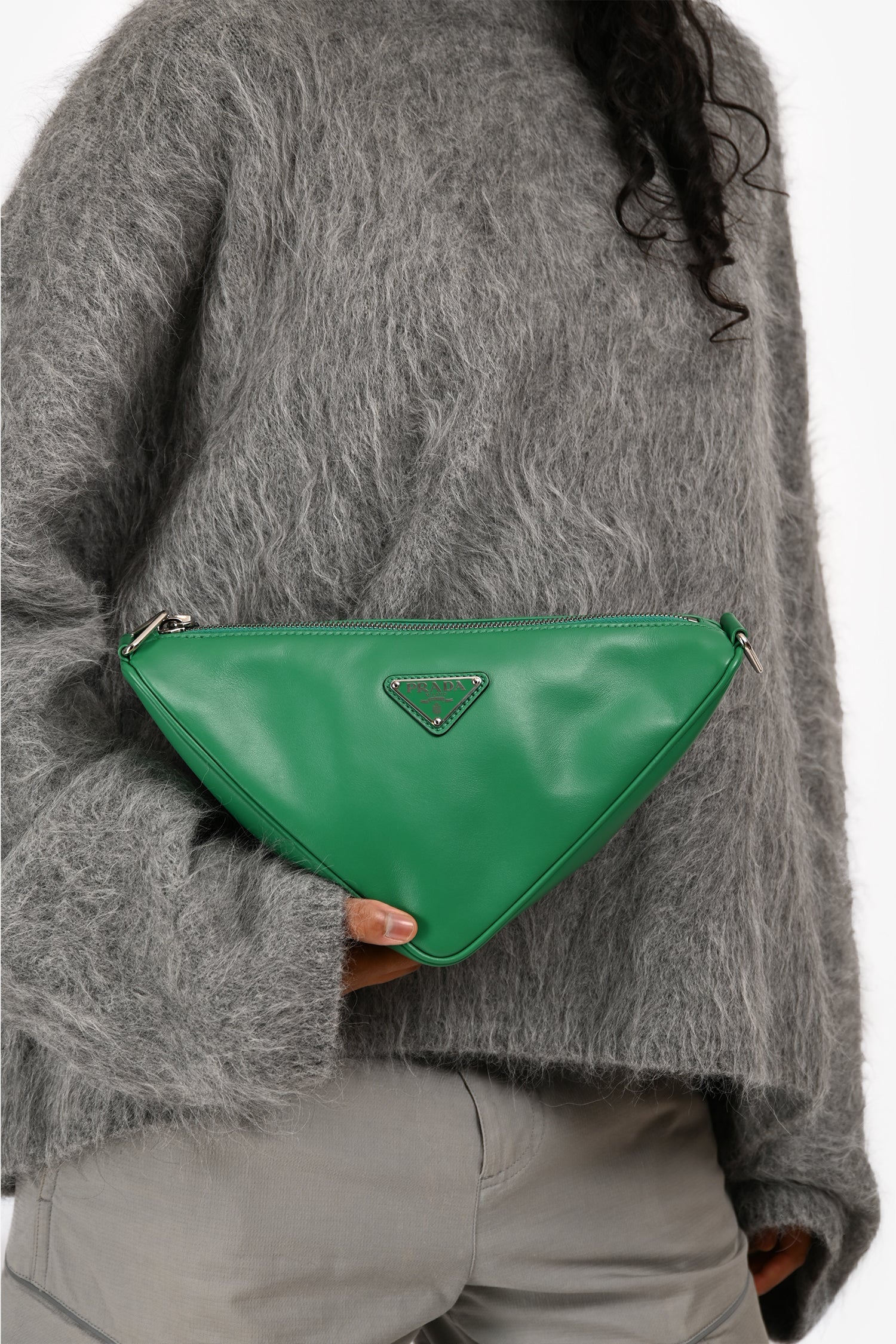 Prada Green Leather Triangle Crossbody