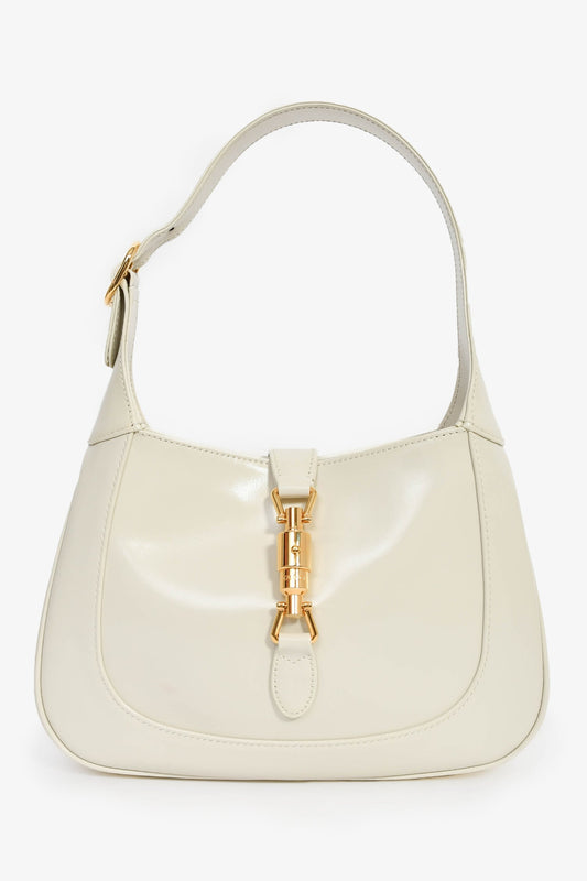 Gucci Cream Smooth Leather Jackie 1961 Small Shoulder Bag with Strap