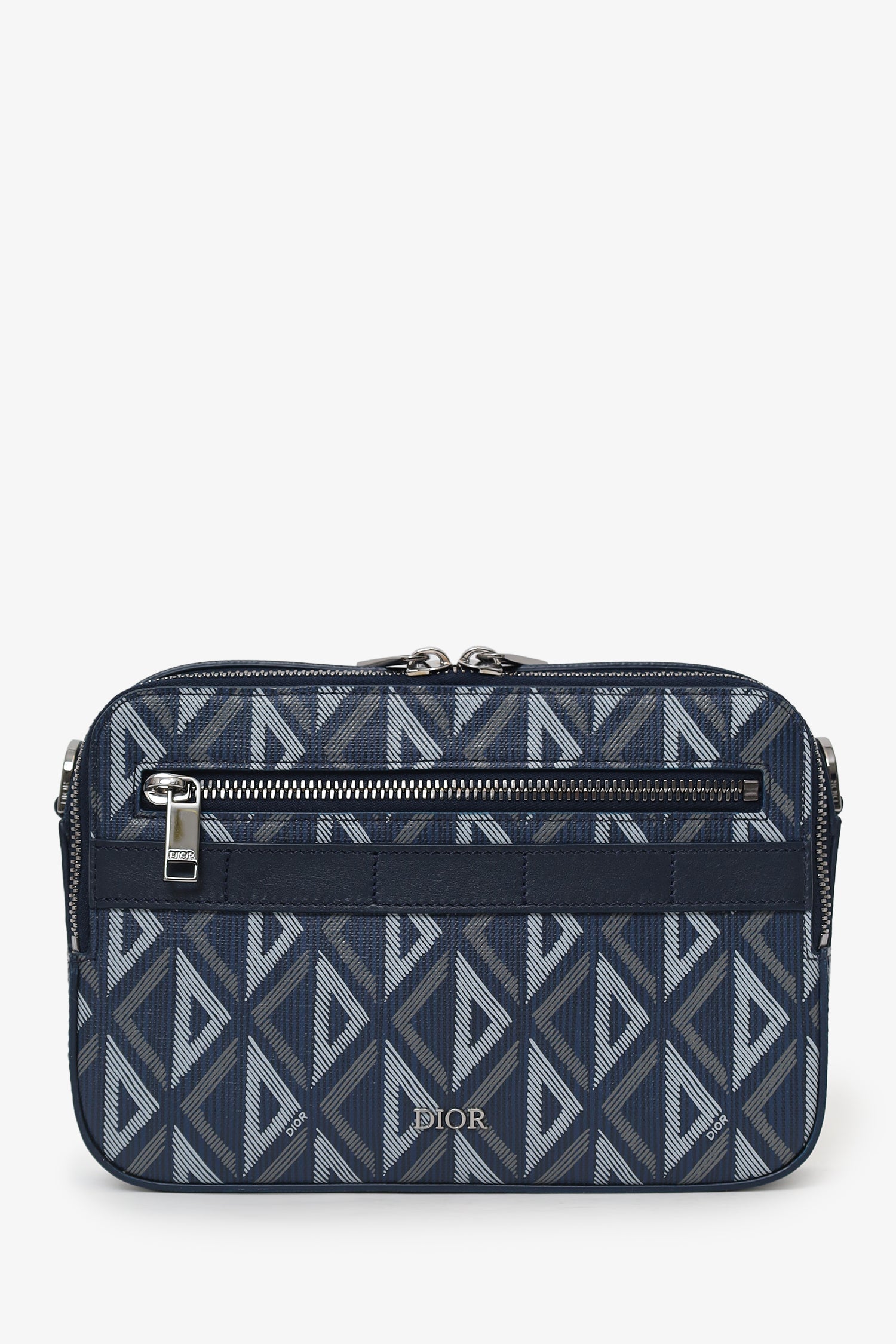 Christian Dior 2023 Navy Coated Canvas CD Diamond Safari Messenger