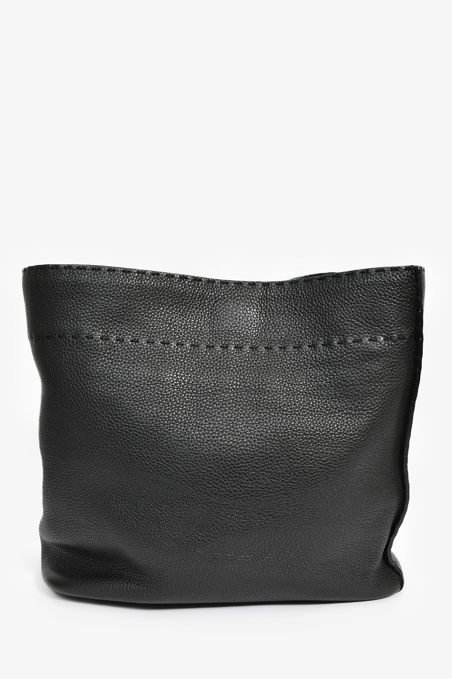 Fendi Black Leather Selleria Anna Bucket Bag with Strap