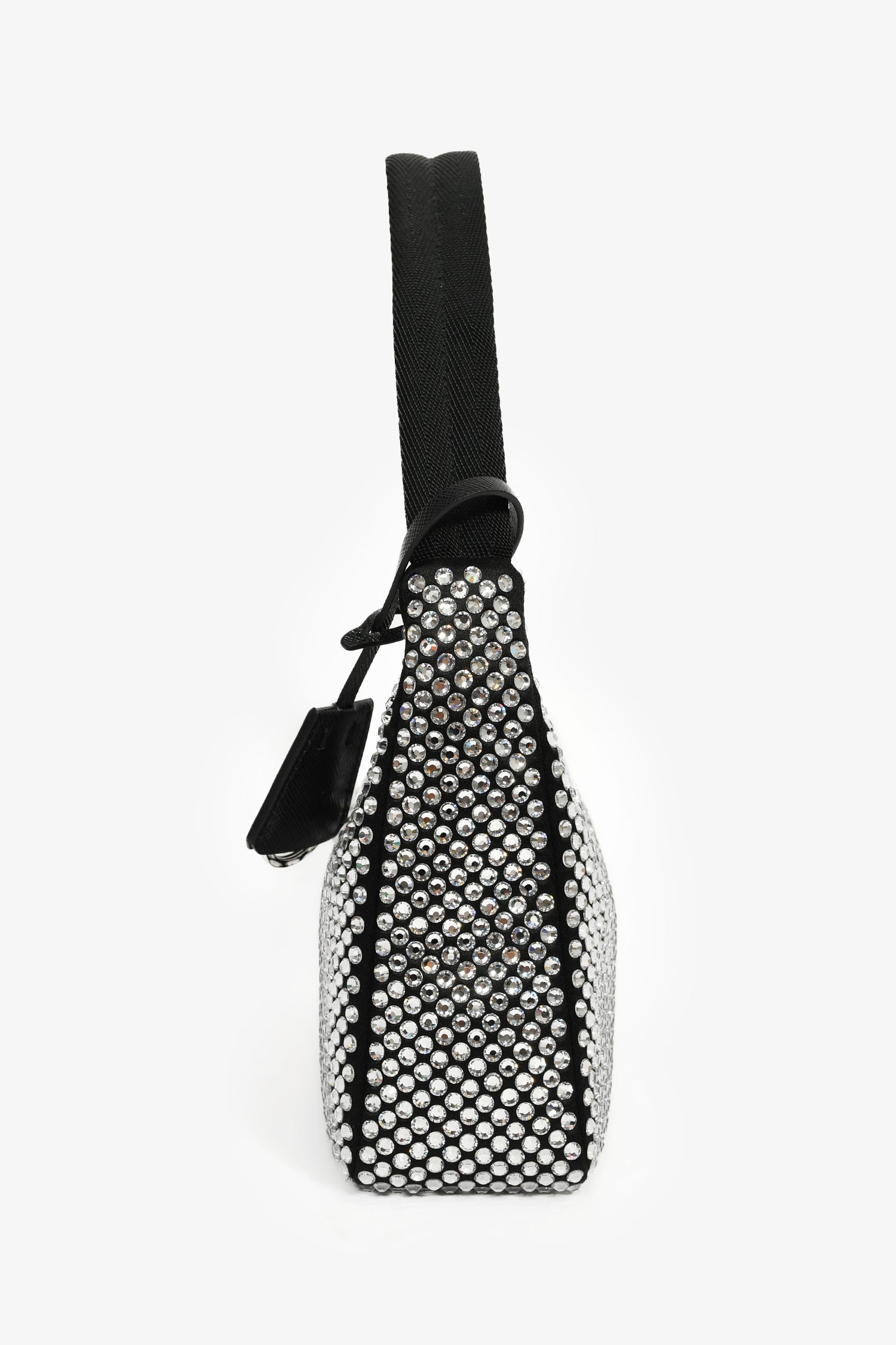 Prada Black Satin Crystal Re-Edition Mini Shoulder Bag