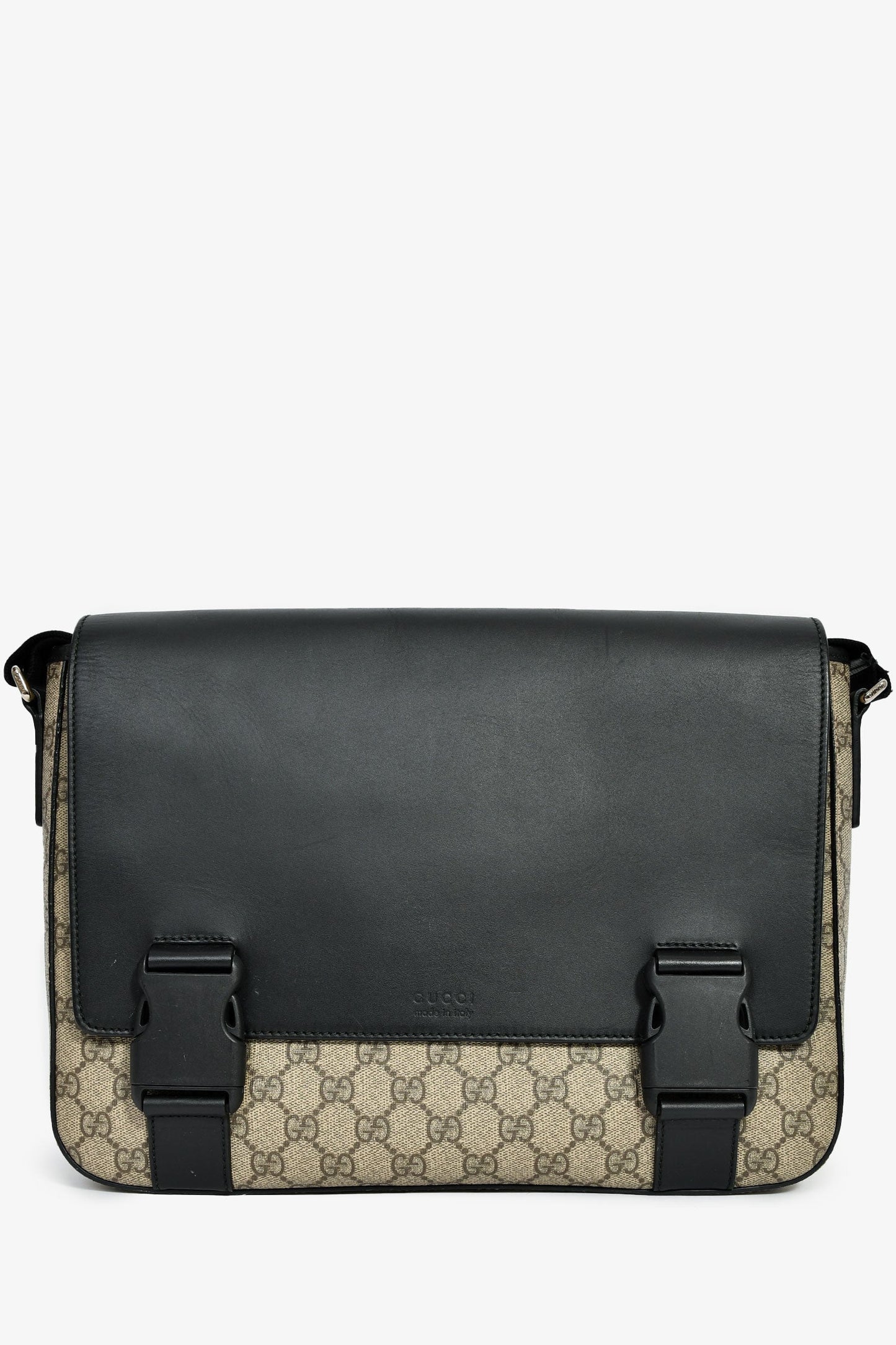 Gucci Brown/Black GG Supreme Web Detail Messenger Bag