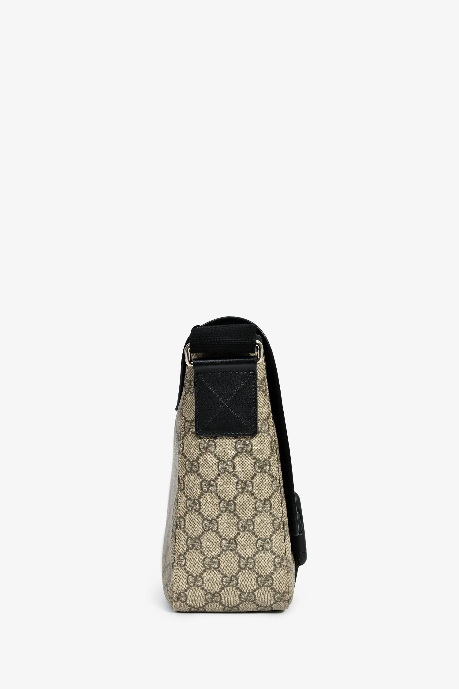 Gucci Brown/Black GG Supreme Web Detail Messenger Bag