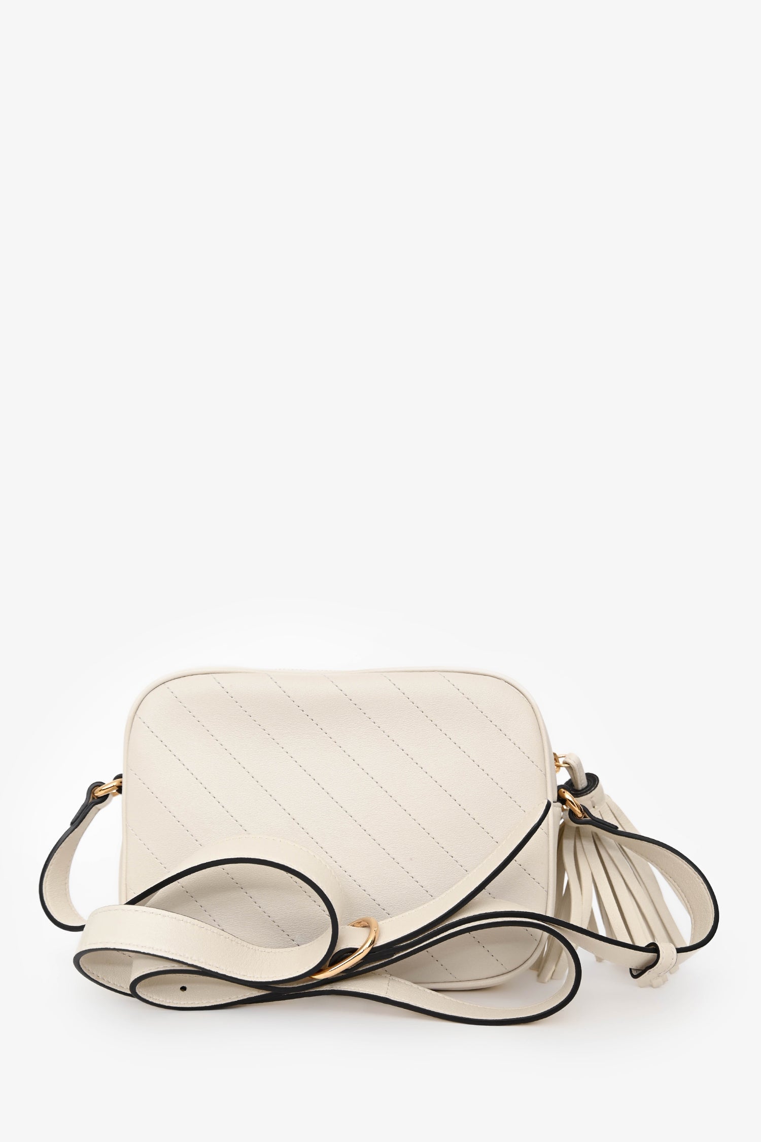 Gucci White Leather Small Logo 'Blondie' Crossbody Camera Bag