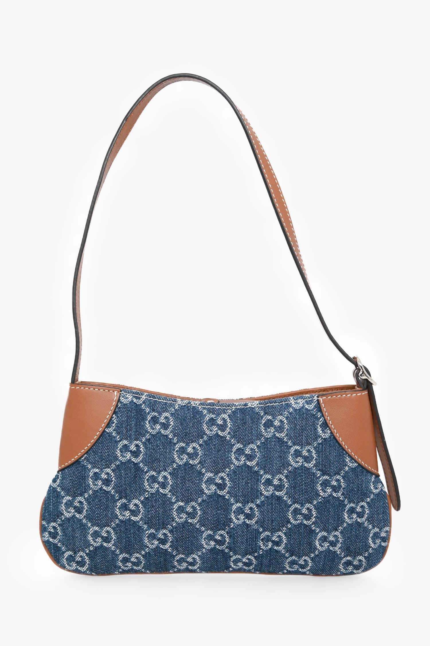 Gucci Blue Monogram Denim Mini Emblem Shoulder Bag