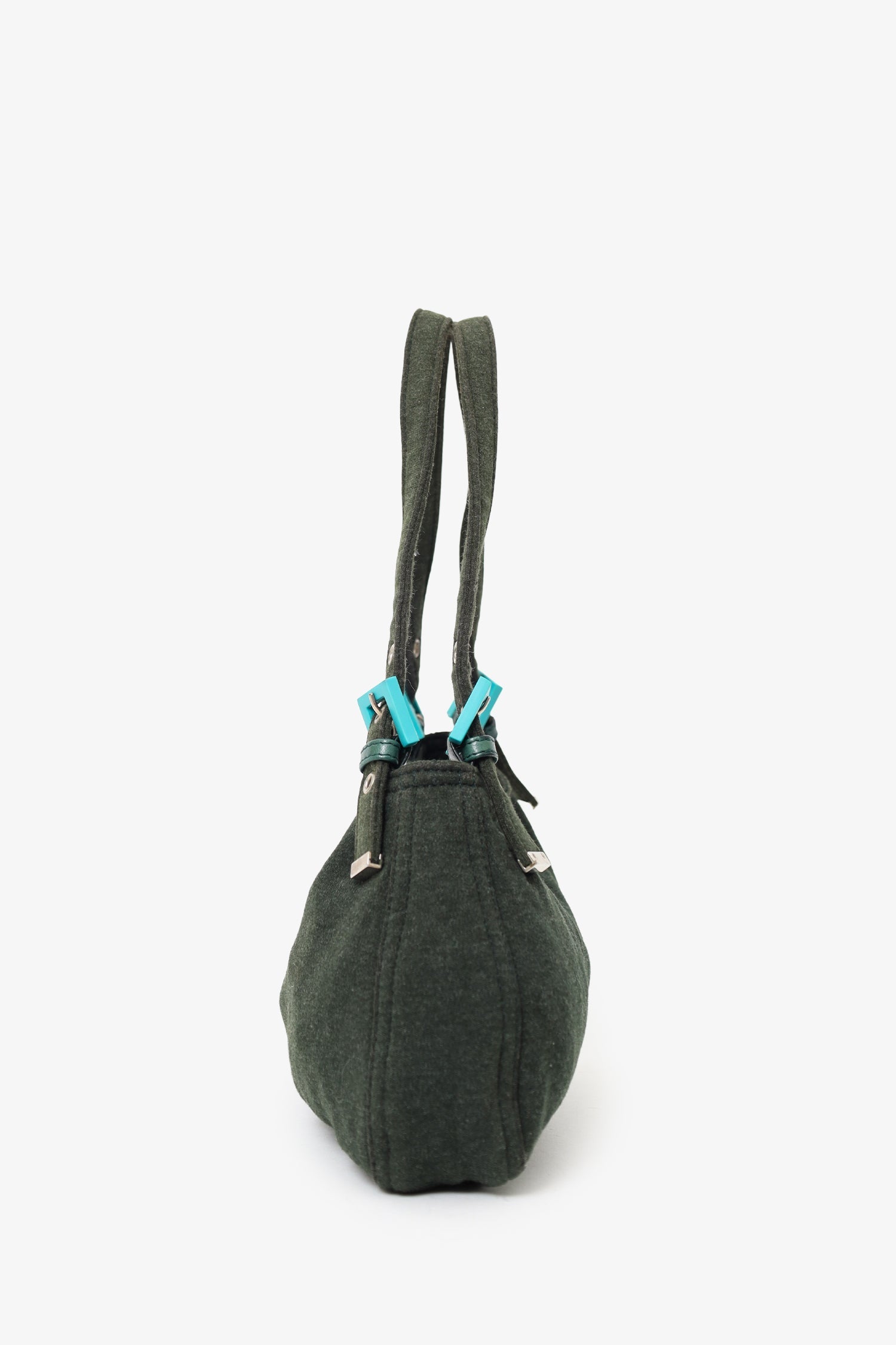 Fendi Green/Blue Jersey Double Strap Mama Baguette Bag