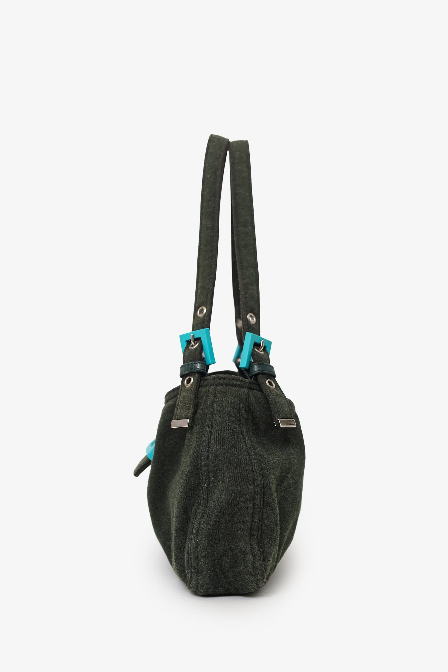 Fendi Green/Blue Jersey Double Strap Mama Baguette Bag