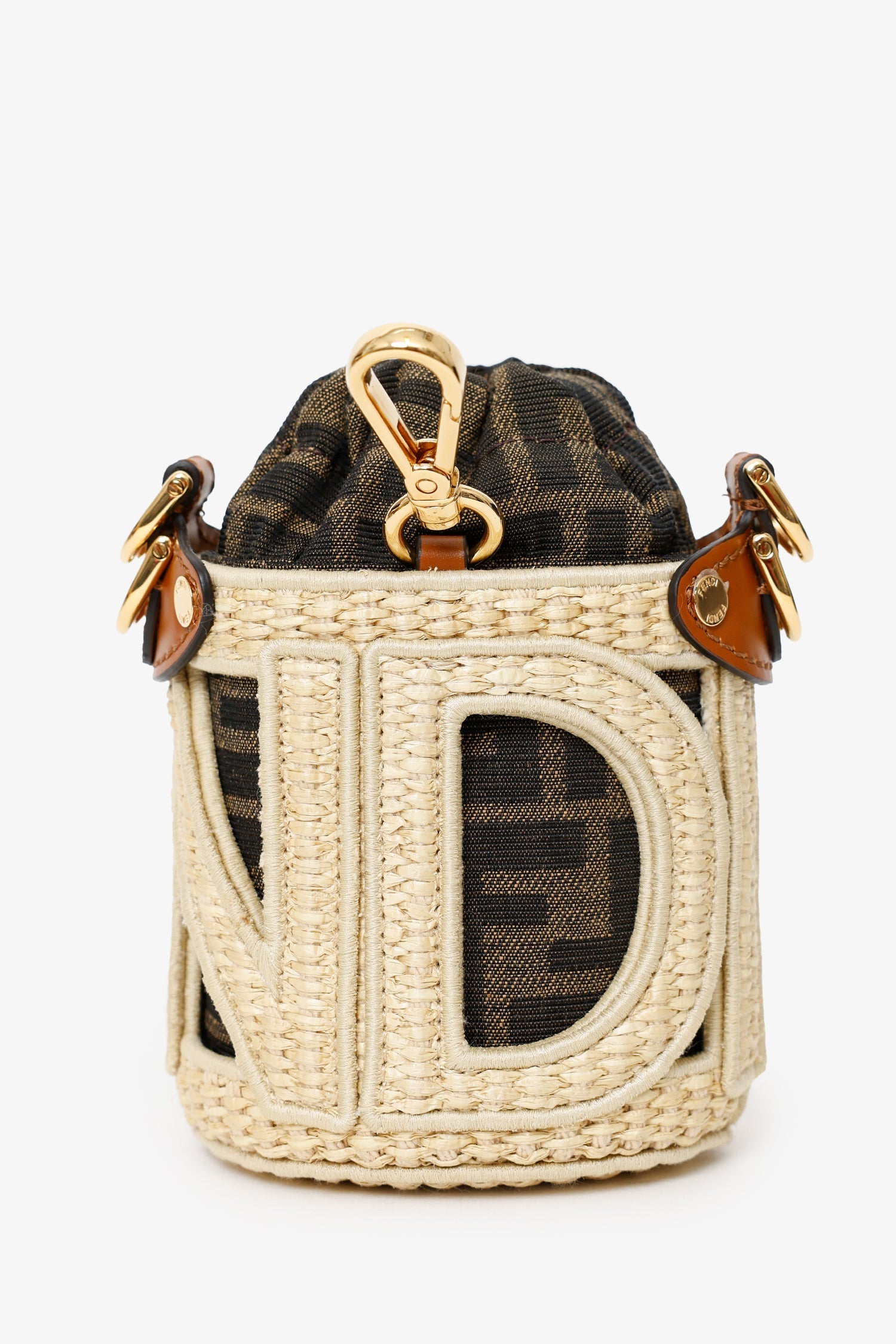 Fendi Brown/Beige Zucca FF Step Out Nano Bucket Bag
