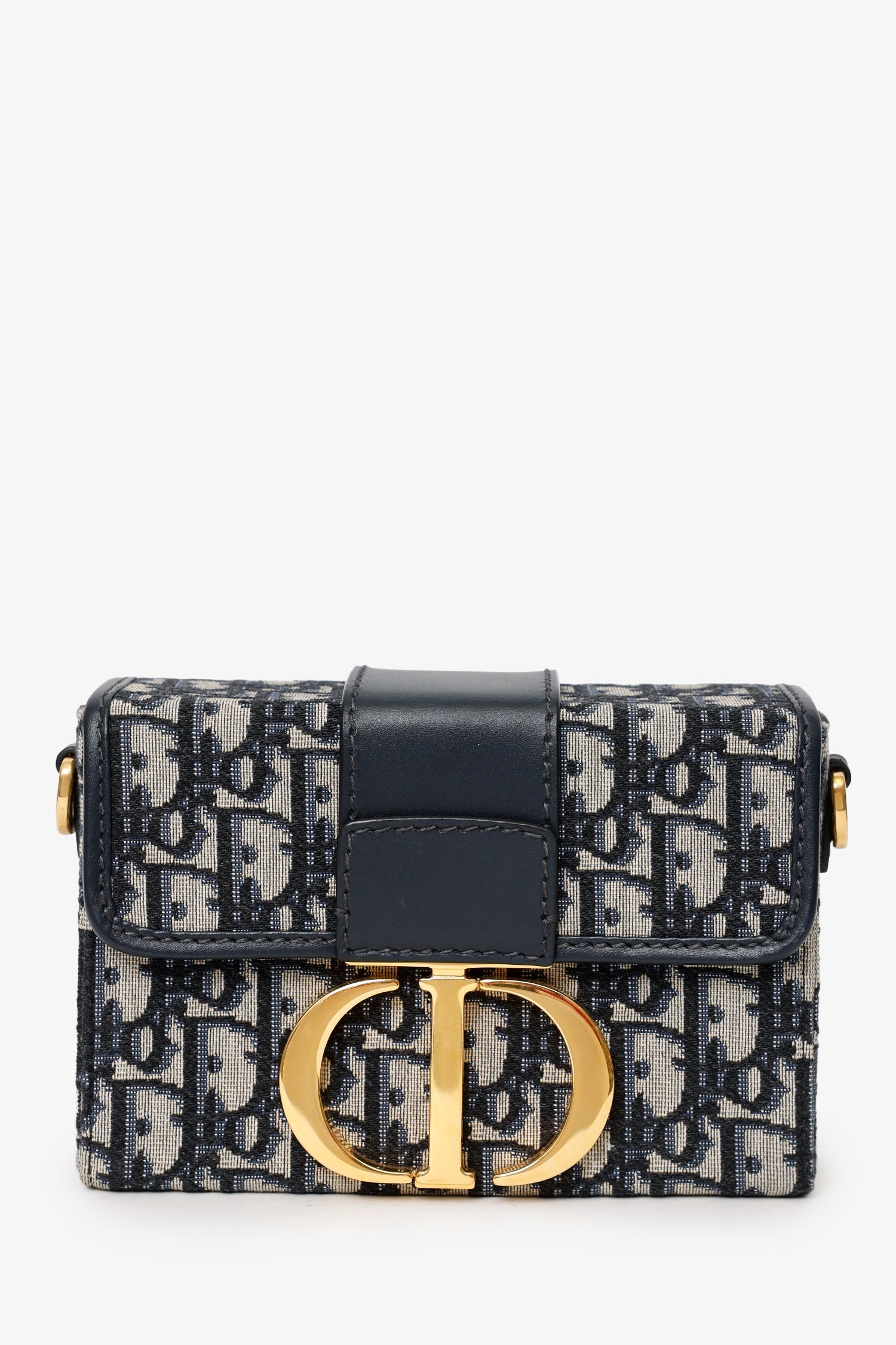 Christian Dior Navy Oblique Montaigne 30 Box Bag
